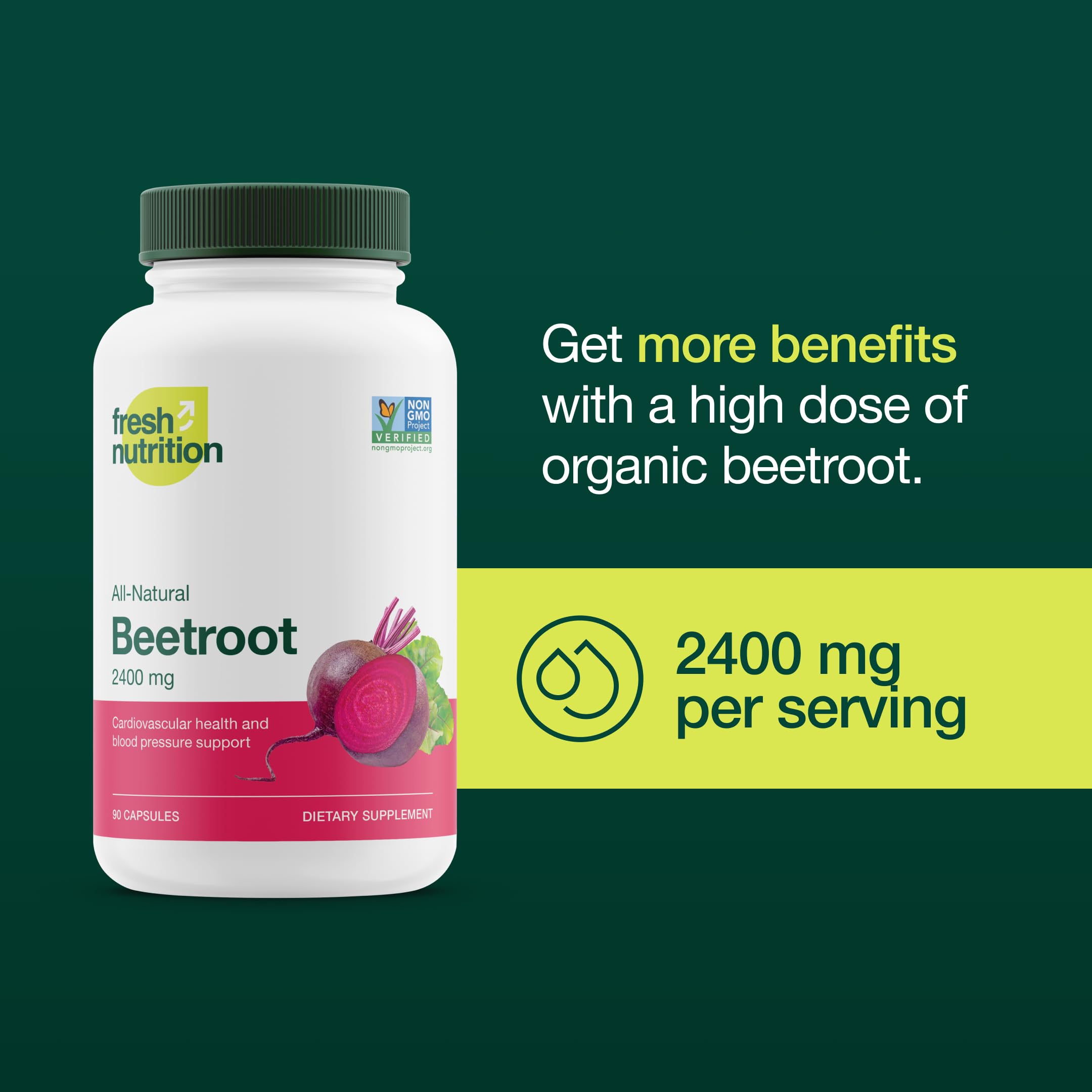 Foto 4 pulgar | Suplemento Fresh Nutrition De Raíz De Remolacha Orgánica 2400 Mg 90 Cápsulas - Venta Internacional.