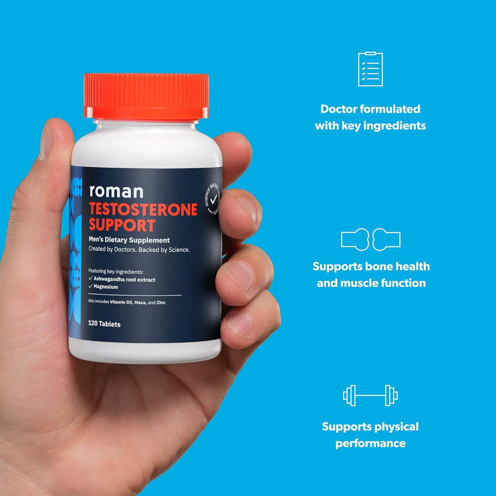 Foto 4 pulgar | Suplemento Roman Testosterone Support 120 Comprimidos - Venta Internacional.