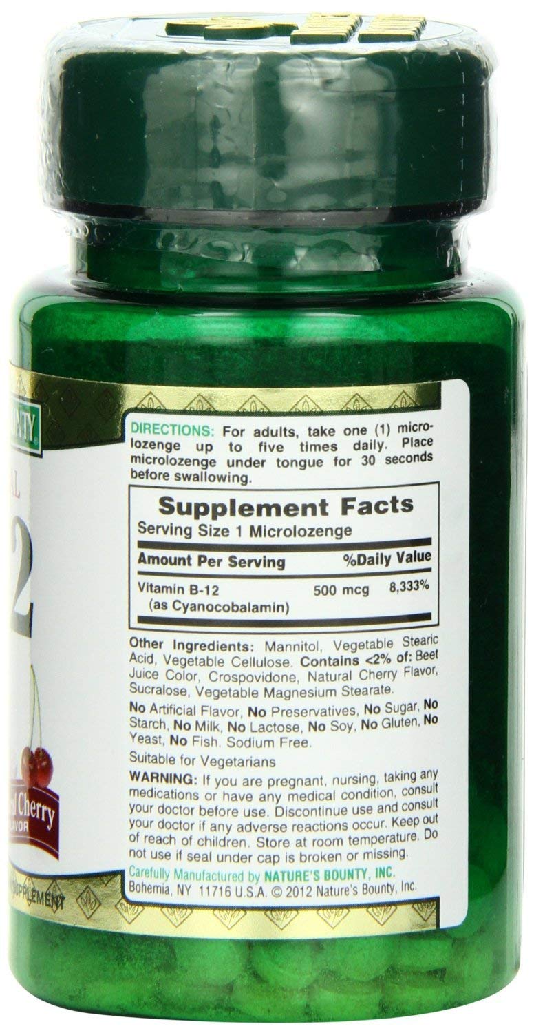 Foto 3 pulgar | Suplemento Nature's Bounty B-12 De Disolución Rápida 500 Mcg X300 - Venta Internacional.