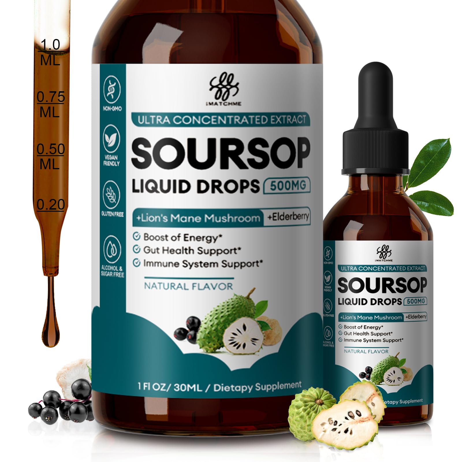 Gota Líquida Imatchme De Guanábana Y Graviola Con Saúco, 30 Ml - Venta Internacional.