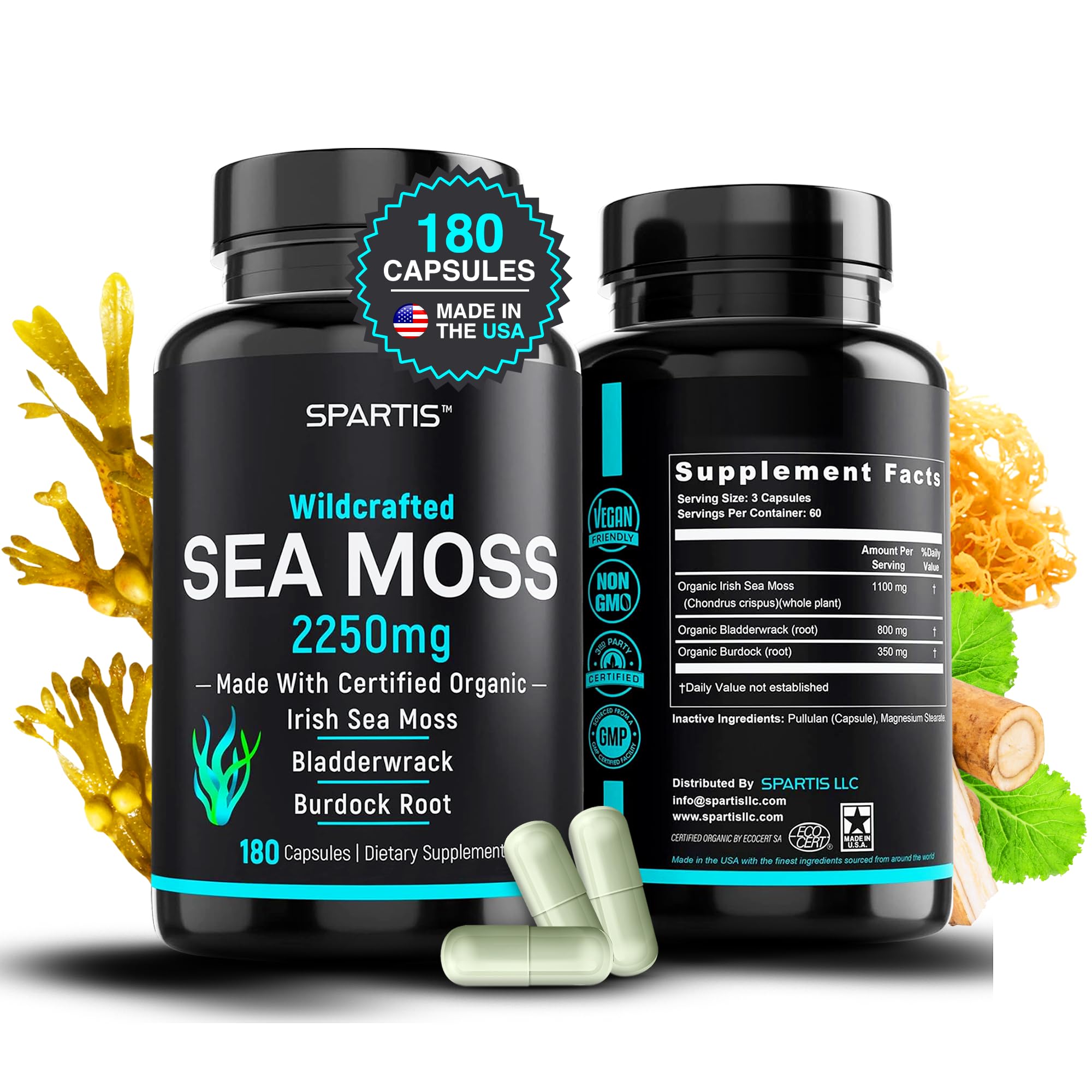 Foto 2 pulgar | Suplemento Spartis Sea Moss 2250 Mg Con Fucus Y Raíz De Bardana - Venta Internacional.