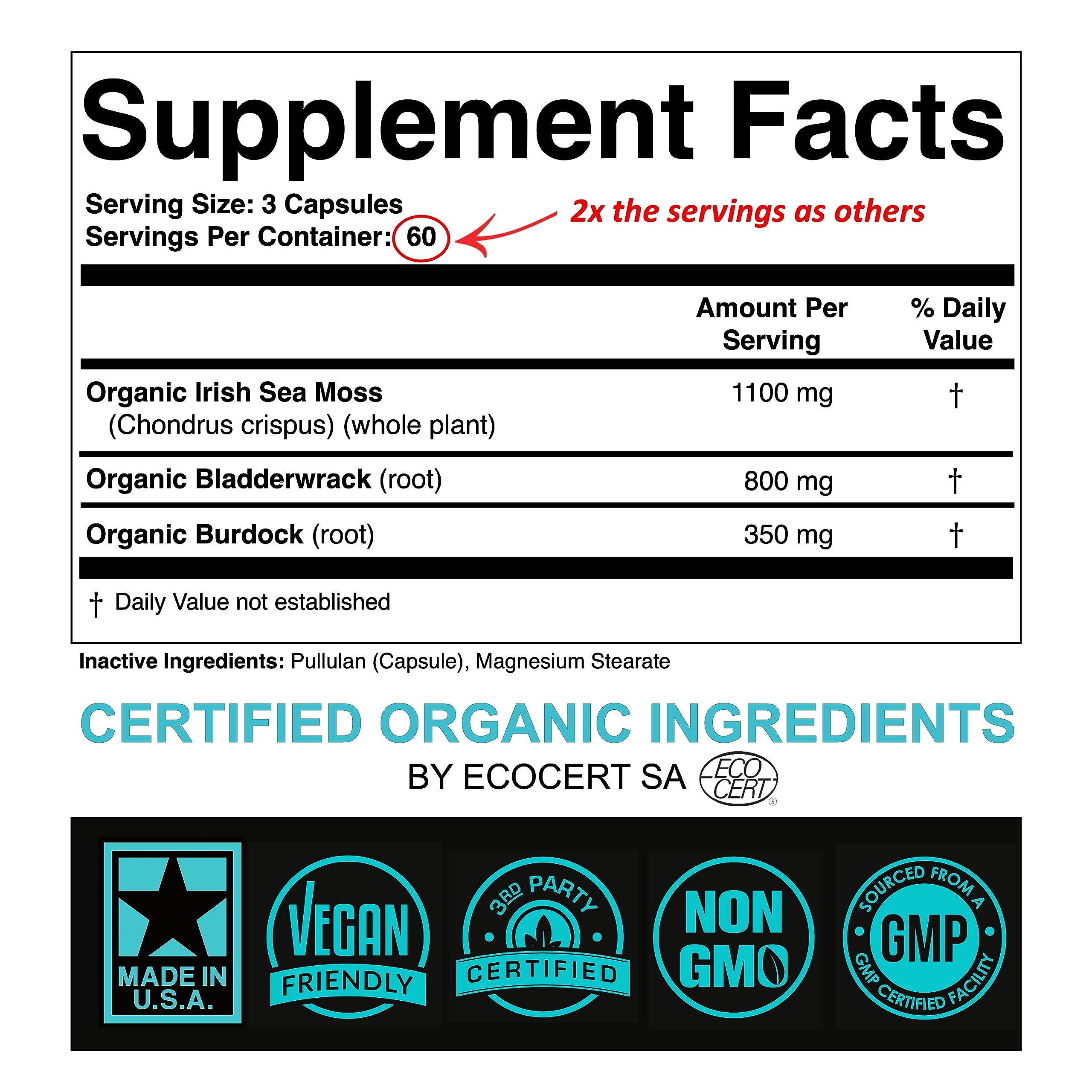 Foto 3 pulgar | Suplemento Spartis Sea Moss 2250 Mg Con Fucus Y Raíz De Bardana - Venta Internacional.
