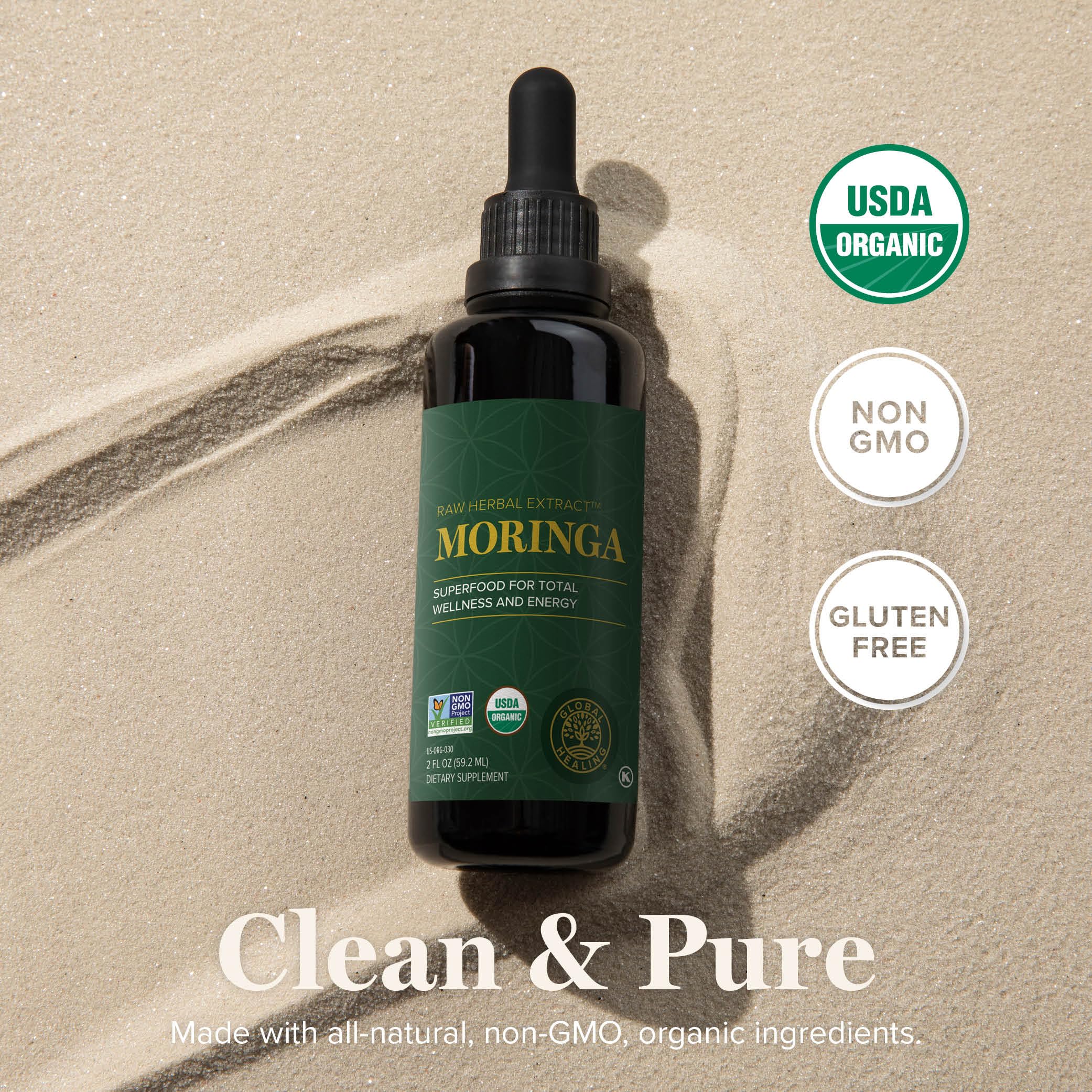 Foto 4 pulgar | Suplemento Global Healing Center, Extracto Orgánico De Moringa Oleifera, Gotas Líquidas, 60 Ml - Venta Internacional.