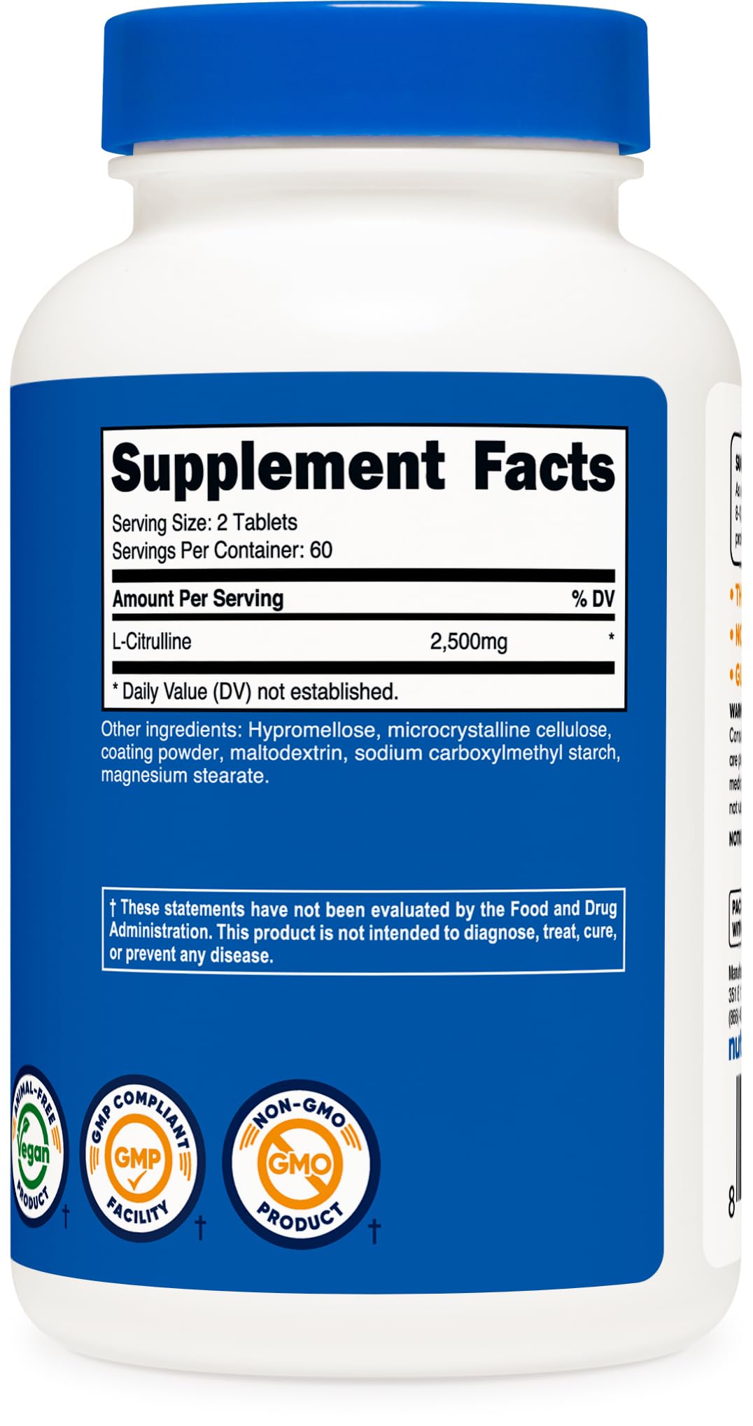 Foto 5 | Suplemento Nutricost L-citrulina 2500 Mg 120 Comprimidos - Venta Internacional.