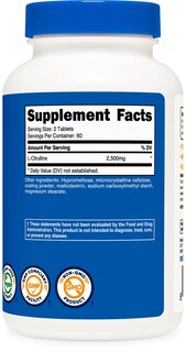 Foto 5 | Suplemento Nutricost L-citrulina 2500 Mg 120 Comprimidos - Venta Internacional.