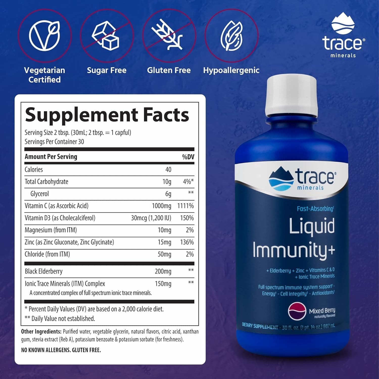 Foto 3 pulgar | Suplemento Trace Minerals Immunity Plus De 30 Ml Con Saúco - Venta Internacional.