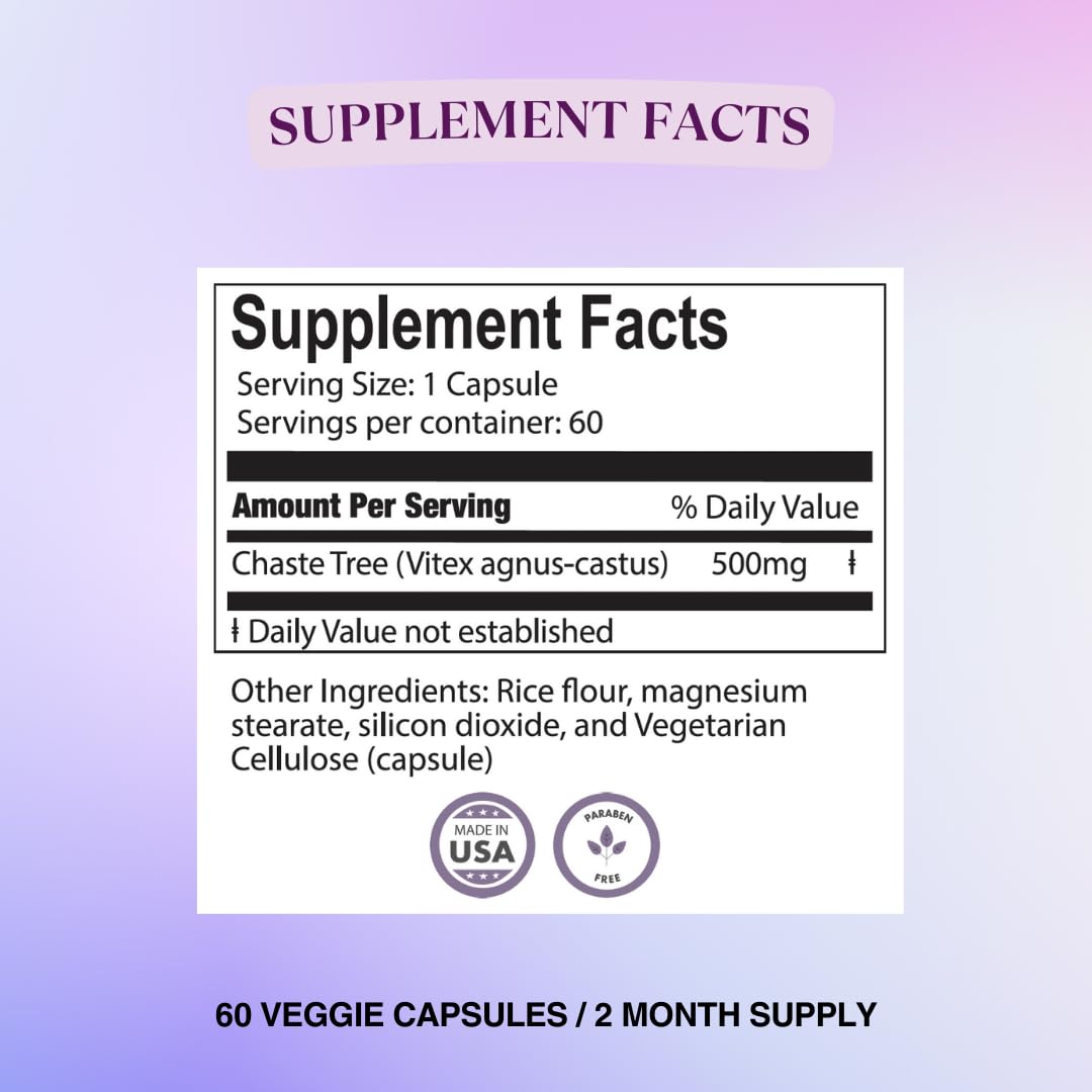 Foto 3 pulgar | Suplemento Biolabs Pro Natural Vitex Sauzgatillo 500 Mg 60 Cápsulas - Venta Internacional.