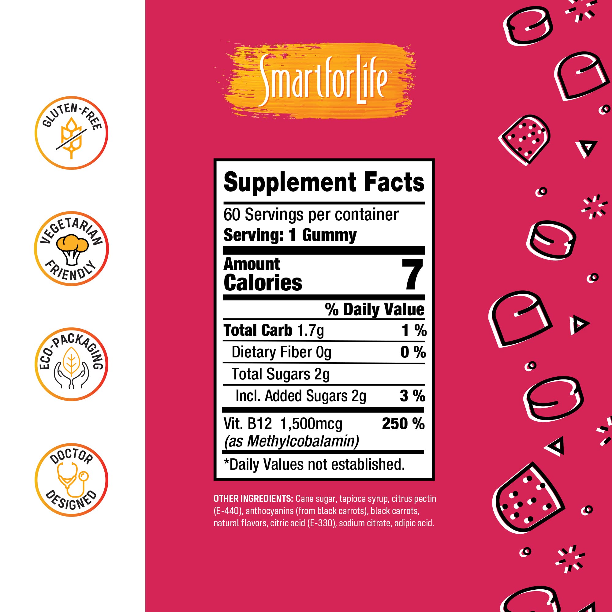 Foto 8 pulgar | Vitamina B12 En Gomitas Smart For Life, 1500 Mcg, 60 Unidades - Venta Internacional.