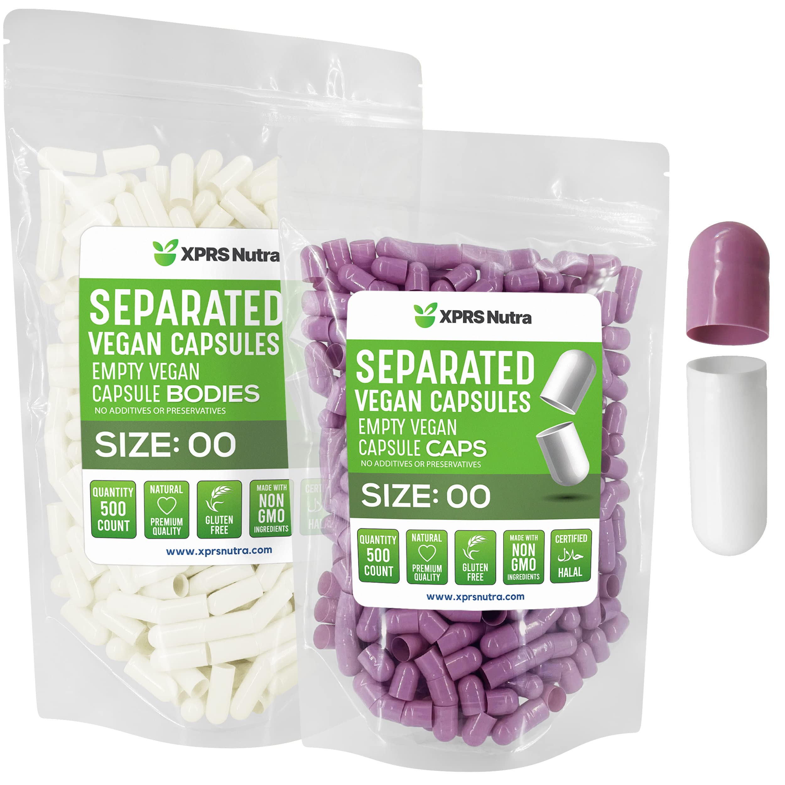 Cápsulas Vacías Xprs Nutra Vegan, Tamaño 00 - 500 Unidades - Venta Internacional.