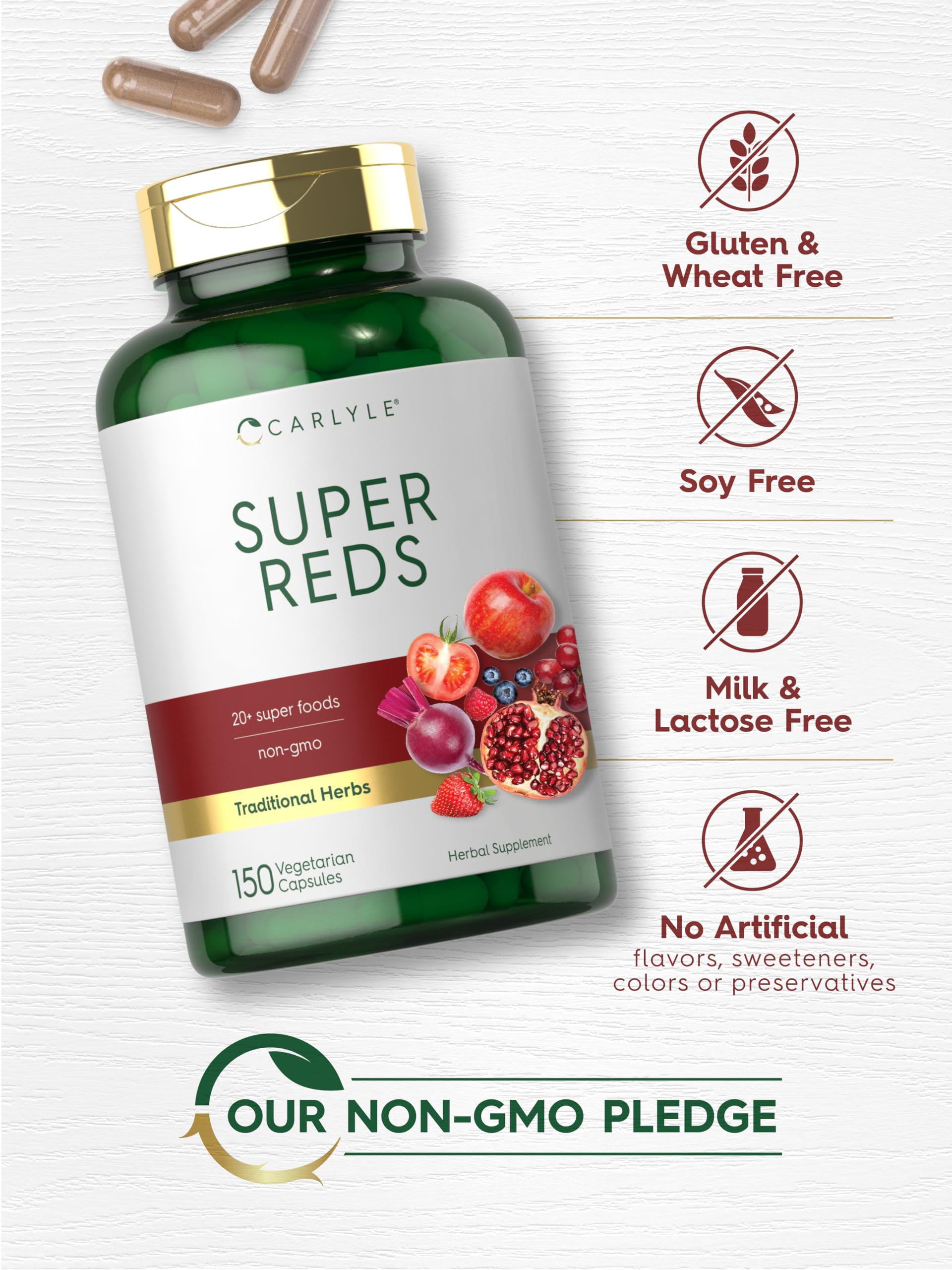 Foto 5 | Suplemento Carlyle Super Reds En Cápsulas, 150 Unidades, Vegetariano - Venta Internacional.