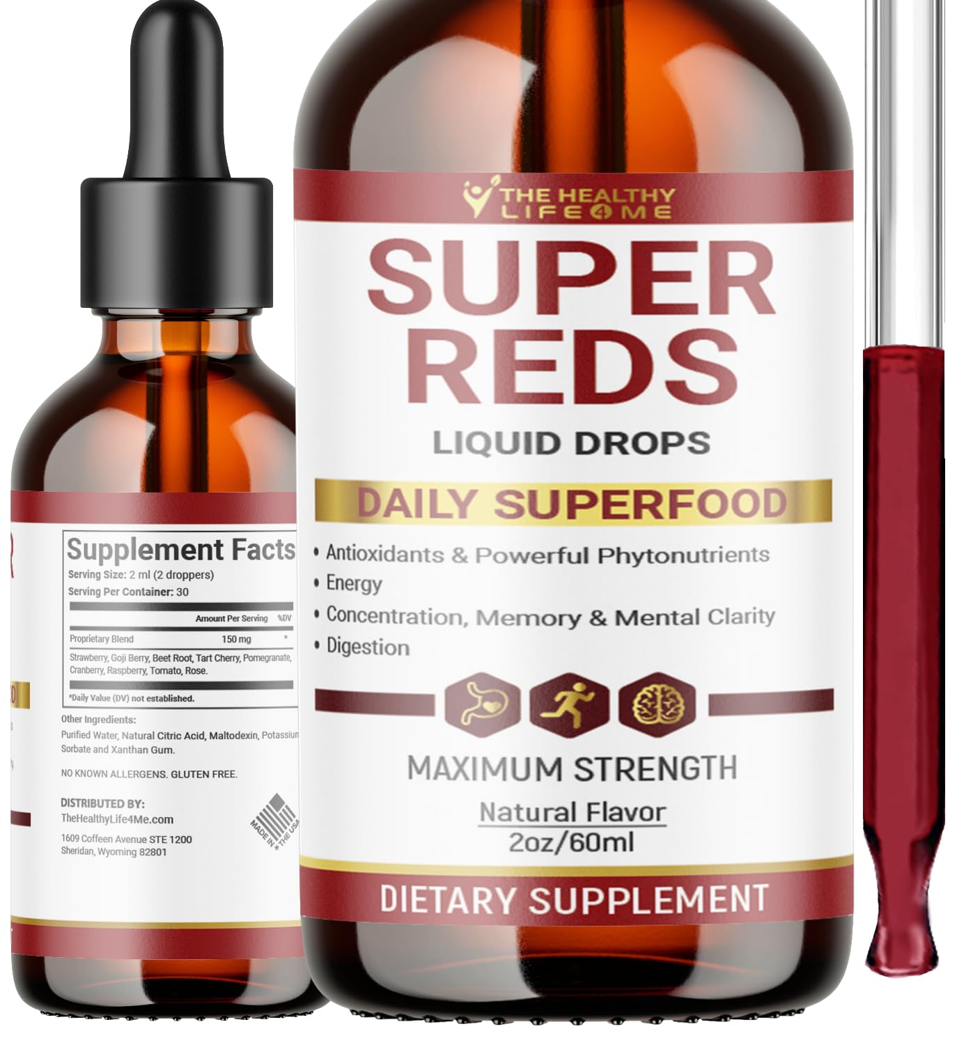 Foto 2 pulgar | Suplemento The Healthy Life 4 Me Liquid Super Reds, 60 Ml - Venta Internacional.