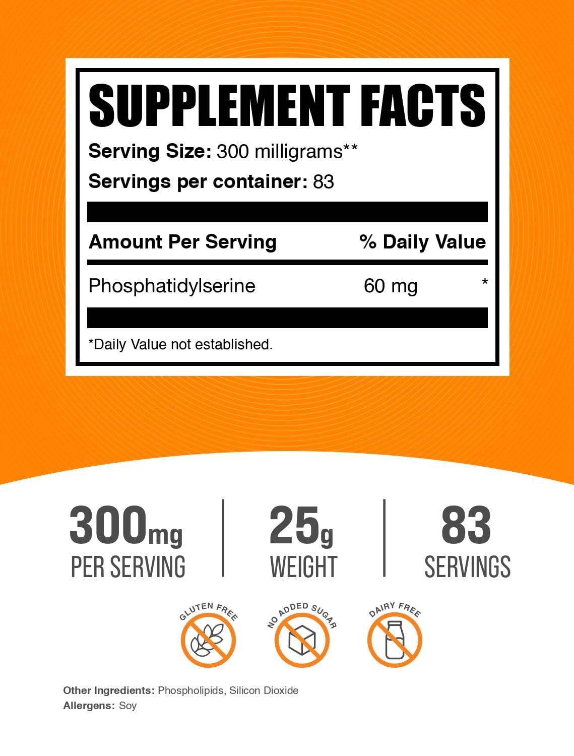 Foto 3 pulgar | Suplemento De Fosfatidilserina Suplementos A Granel 25 G (300 Mg) - Venta Internacional.
