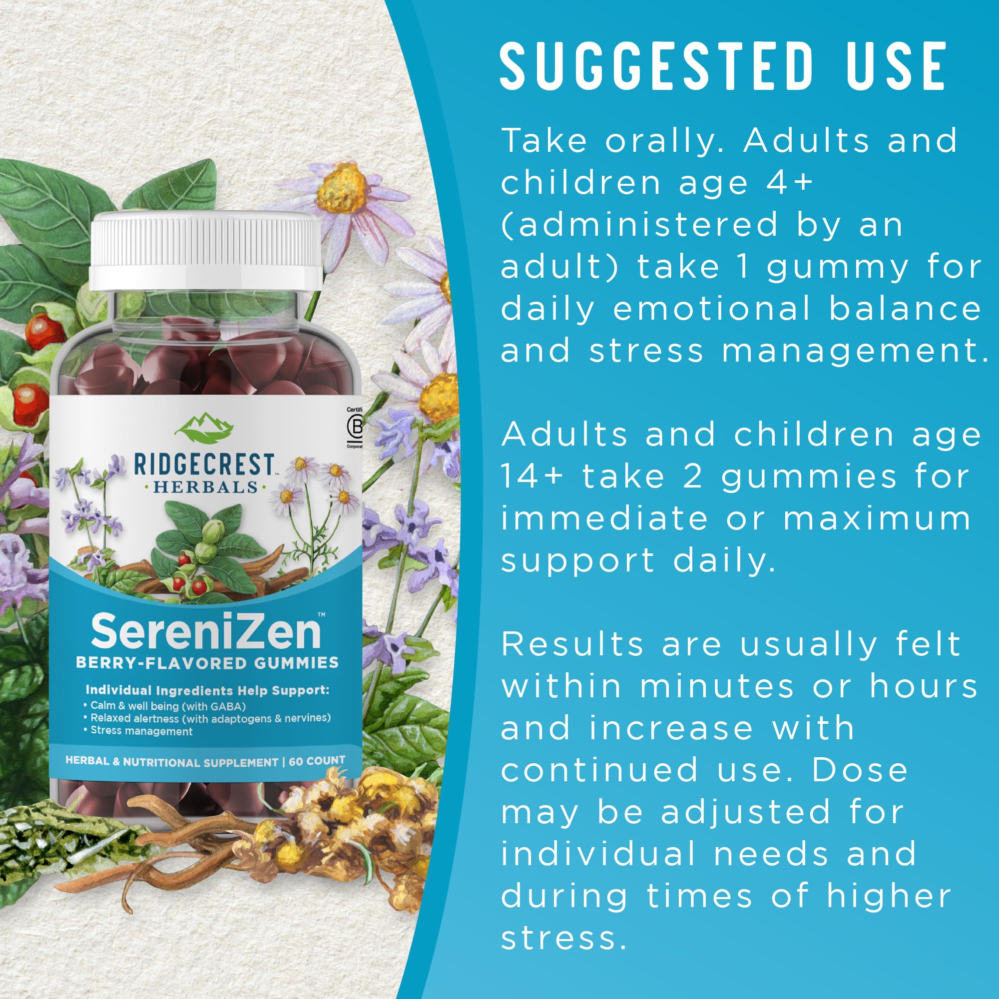 Foto 4 pulgar | Suplemento De Gomitas Serenizen De Ridgecrest Herbals, 60 Unidades - Venta Internacional.