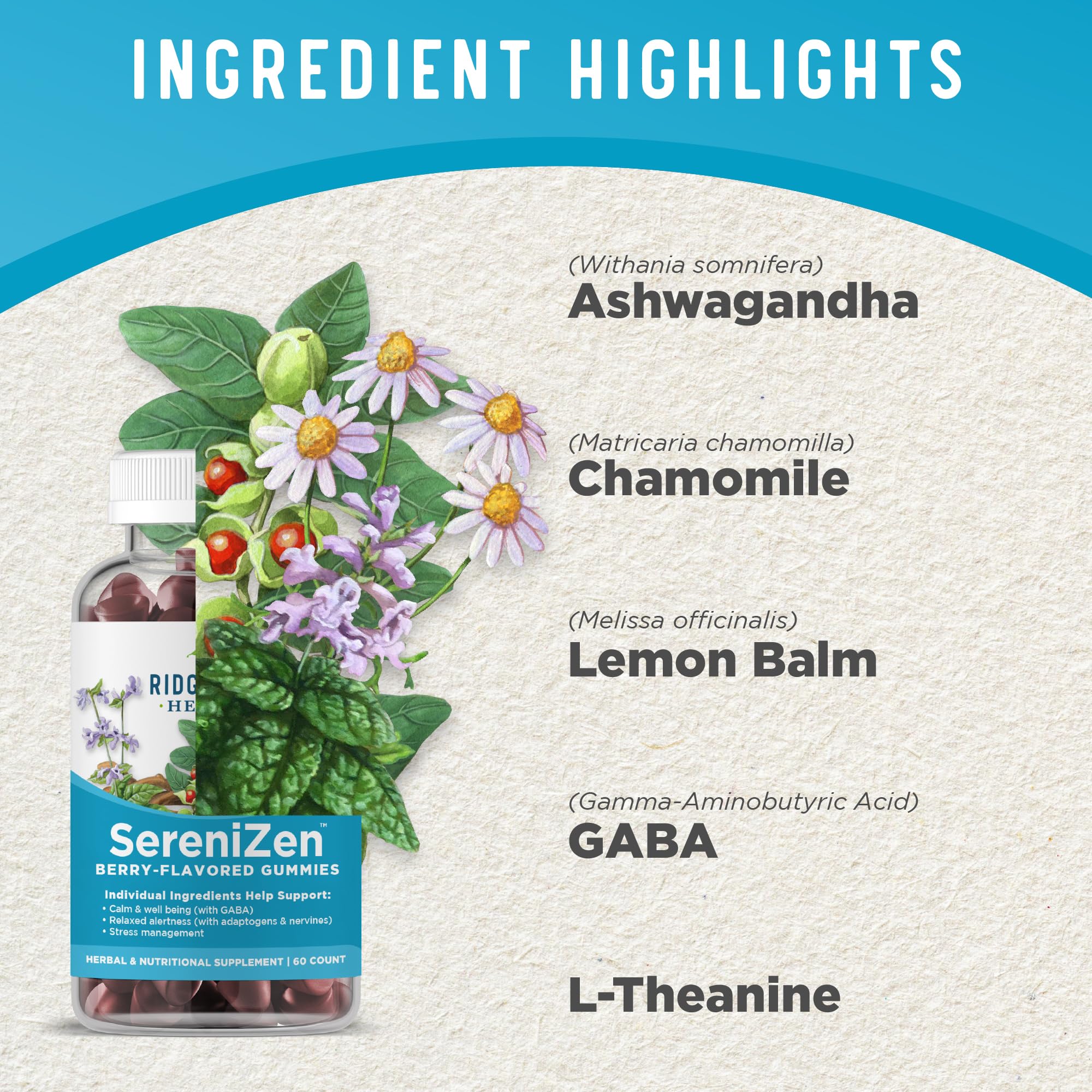 Foto 4 | Suplemento De Gomitas Serenizen De Ridgecrest Herbals, 60 Unidades - Venta Internacional.