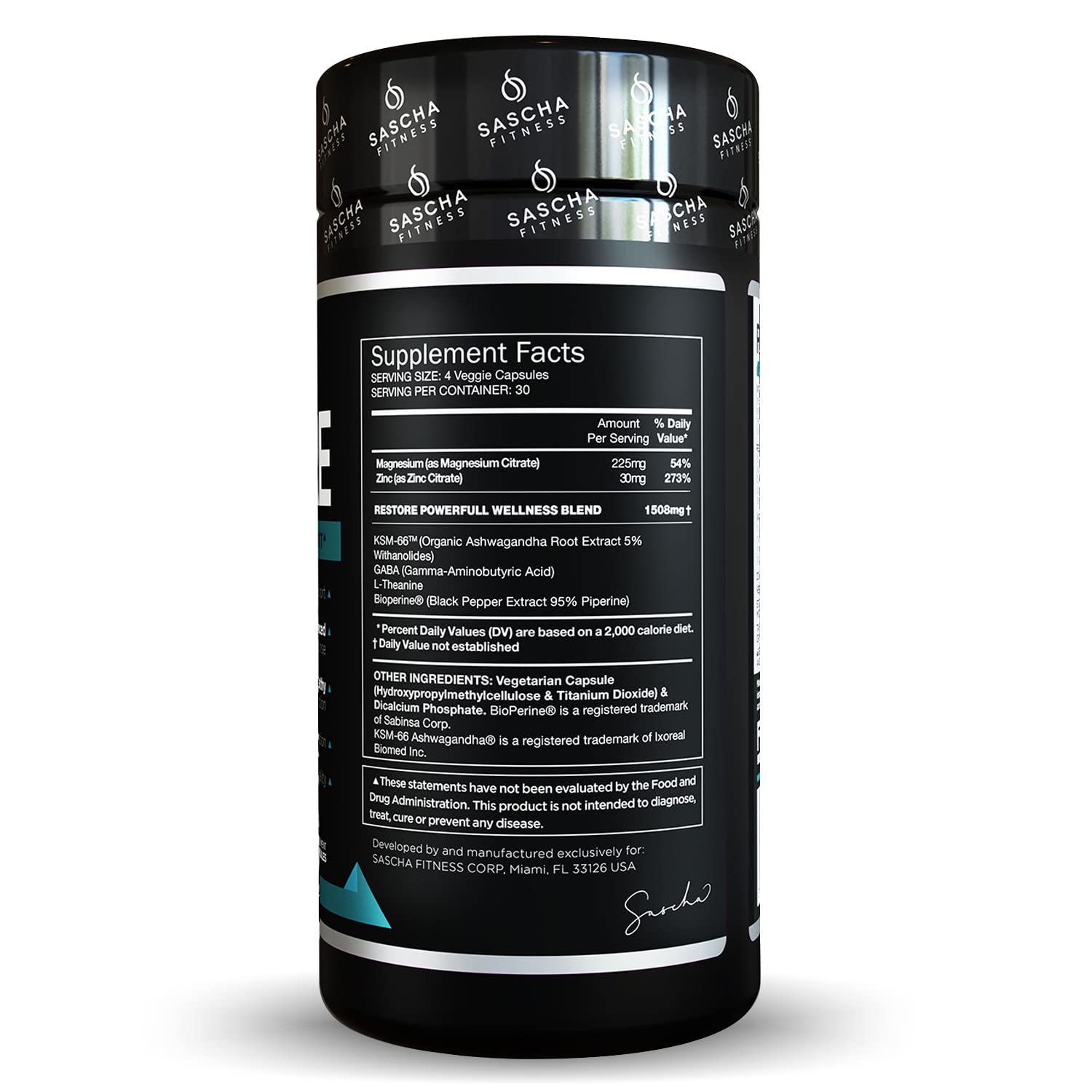 Foto 3 pulgar | Suplementos Sascha Fitness Cortisol Night Support 120 Cápsulas - Venta Internacional.
