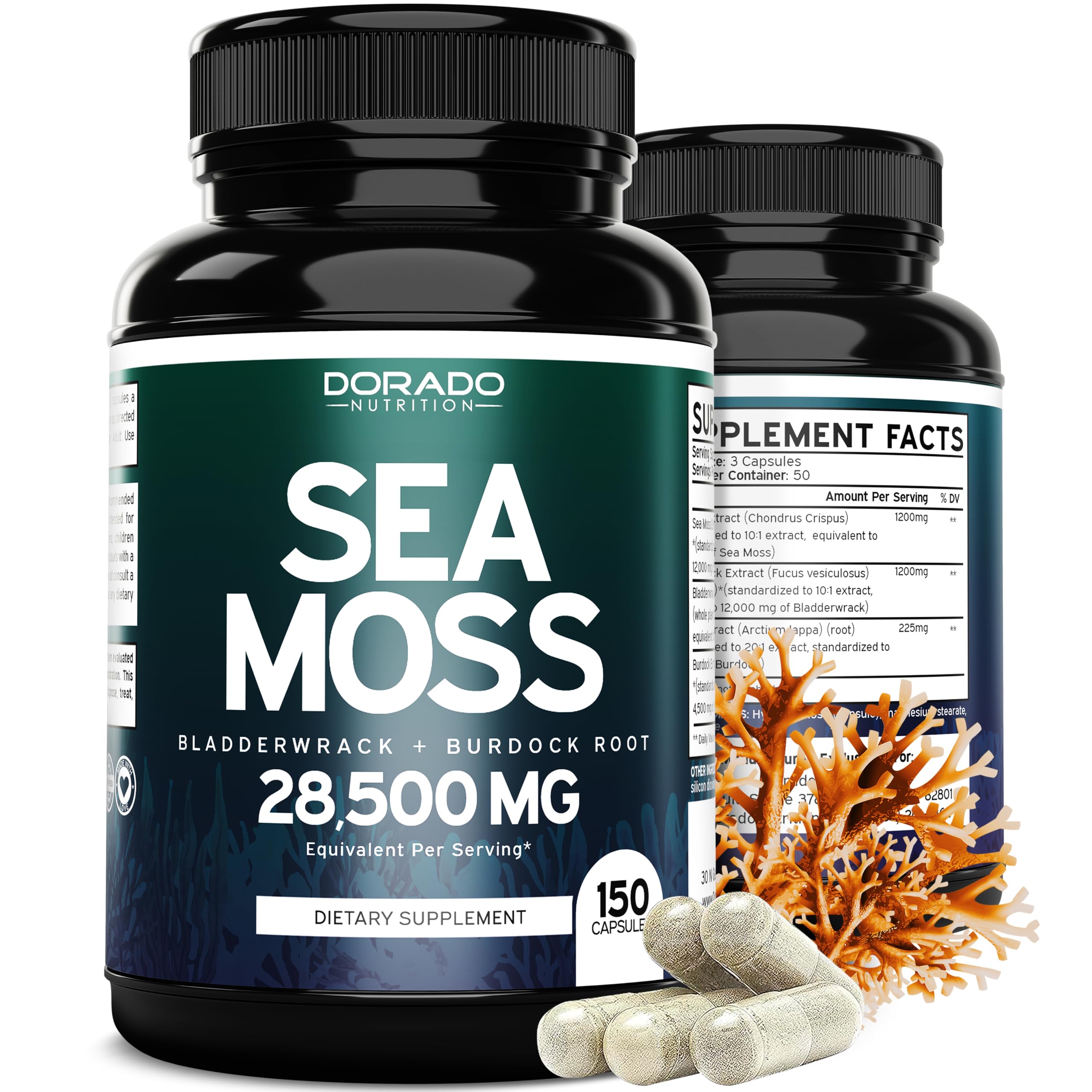 Foto 1 | Suplemento Dorado Nutrition, Cápsulas De Musgo Marino, 28.500 Mg - Venta Internacional.