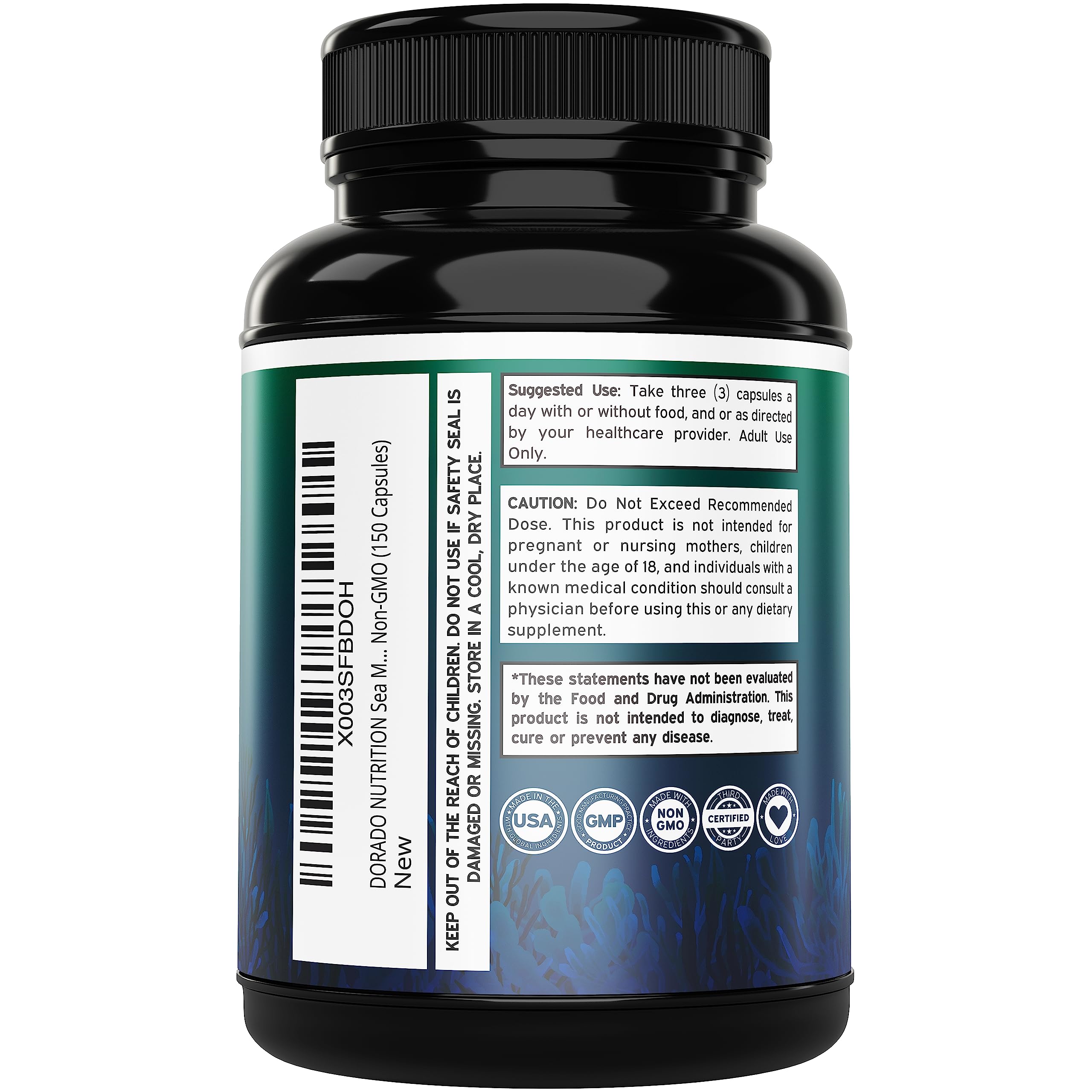 Foto 4 pulgar | Suplemento Dorado Nutrition, Cápsulas De Musgo Marino, 28.500 Mg - Venta Internacional.
