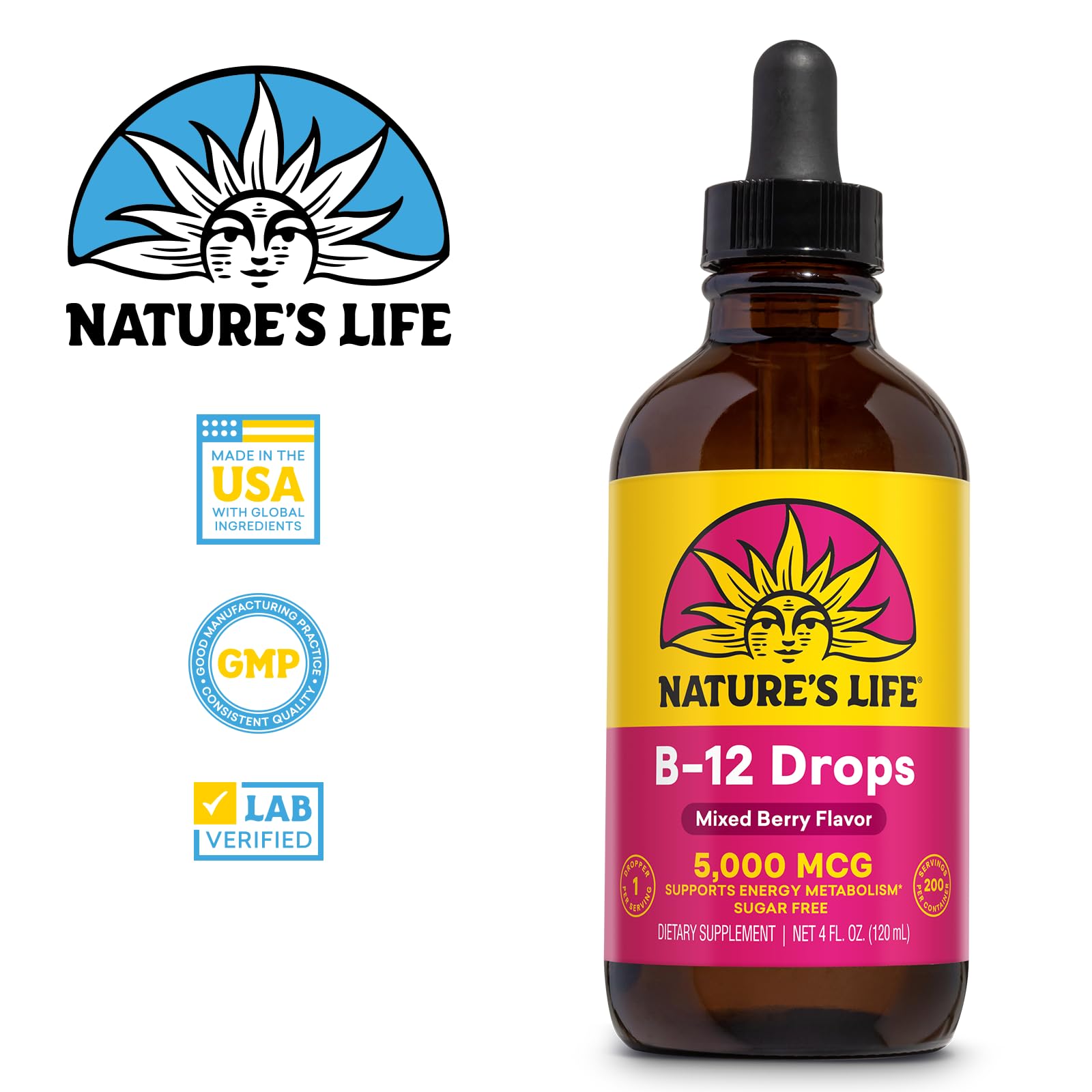 Foto 3 pulgar | Suplemento Nature's Life B12 Drops 5000 Mcg De Vitamina B12 120 Ml - Venta Internacional.