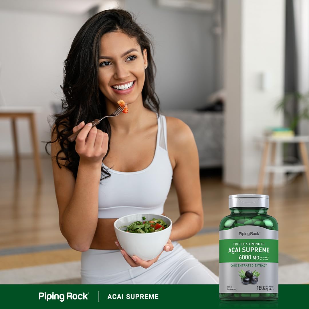 Foto 7 pulgar | Suplemento Piping Rock Acai Berry 6000 Mg 180 Cápsulas - Venta Internacional.