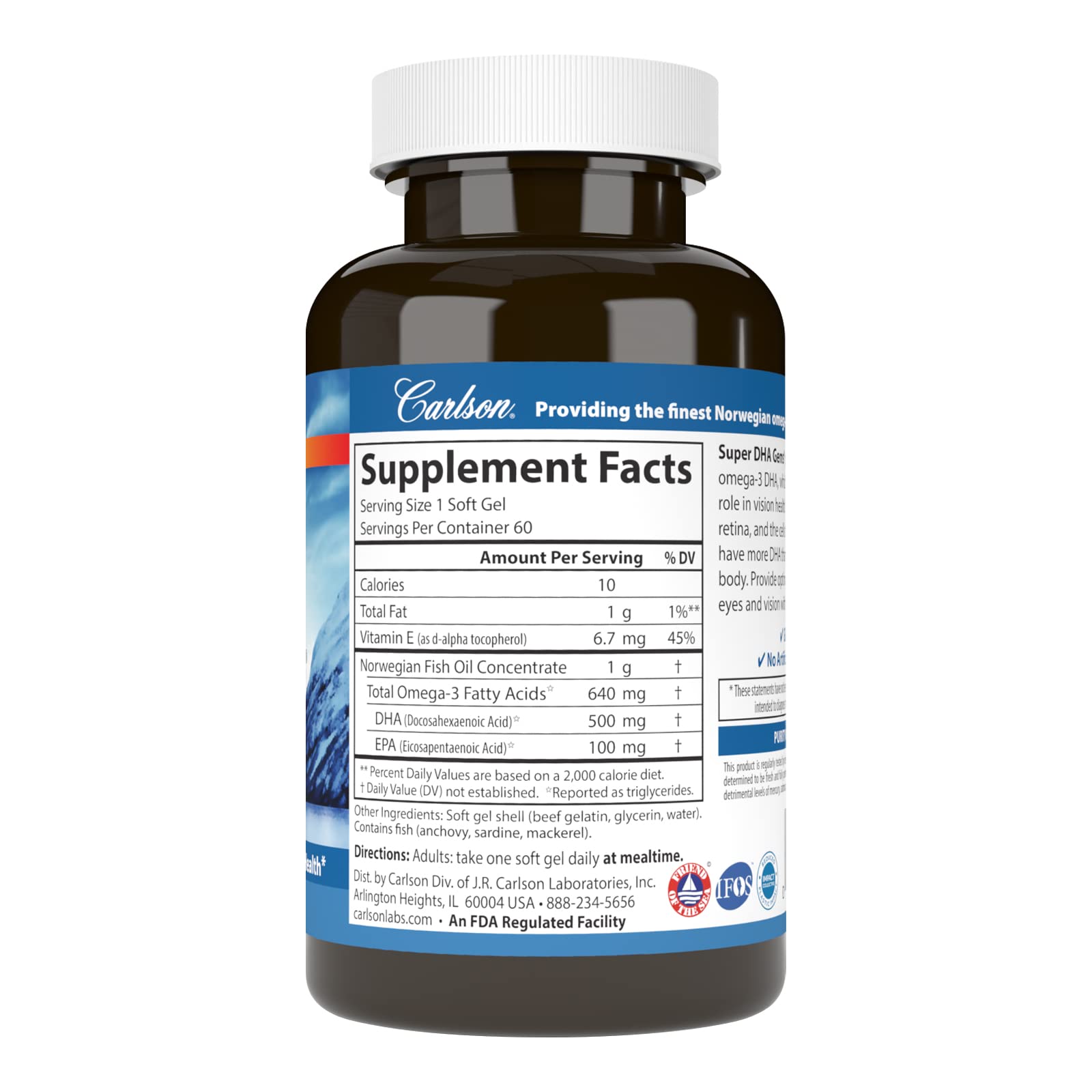 Foto 3 pulgar | Suplementos Carlson Super Dha Gems 500 Mg De Dha 60 Cápsulas Blandas - Venta Internacional.