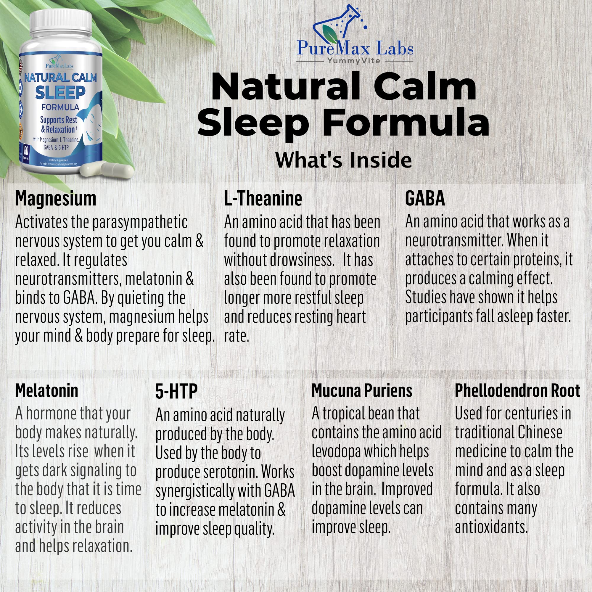Foto 4 pulgar | Ayuda Para Dormir Yummyvite Natural Calm Con Magnesio Y Melatonina 60 Cápsulas - Venta Internacional.