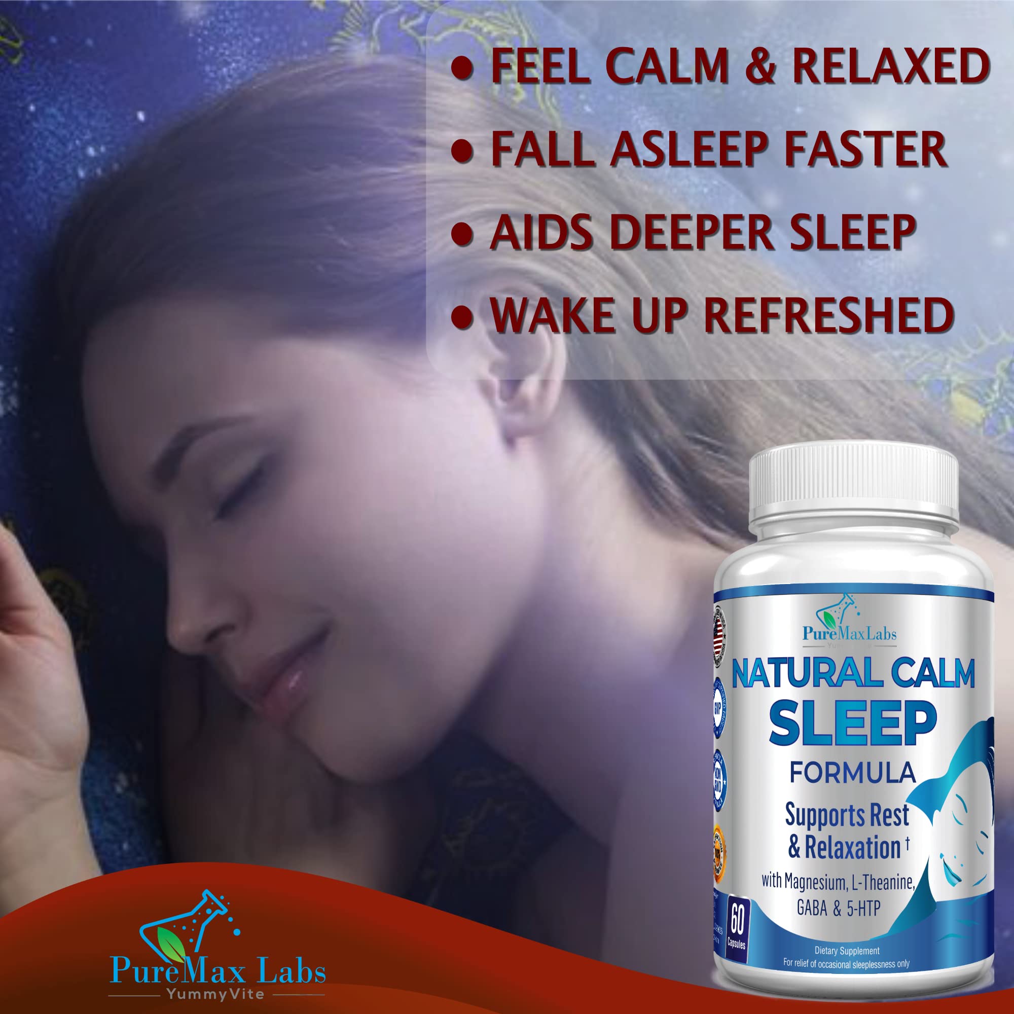 Foto 4 | Ayuda Para Dormir Yummyvite Natural Calm Con Magnesio Y Melatonina 60 Cápsulas - Venta Internacional.