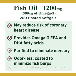 Foto 3 | Suplemento De Aceite De Pescado Nature's Bounty 1200 Mg 360 Mg De Omega-3 - Venta Internacional.