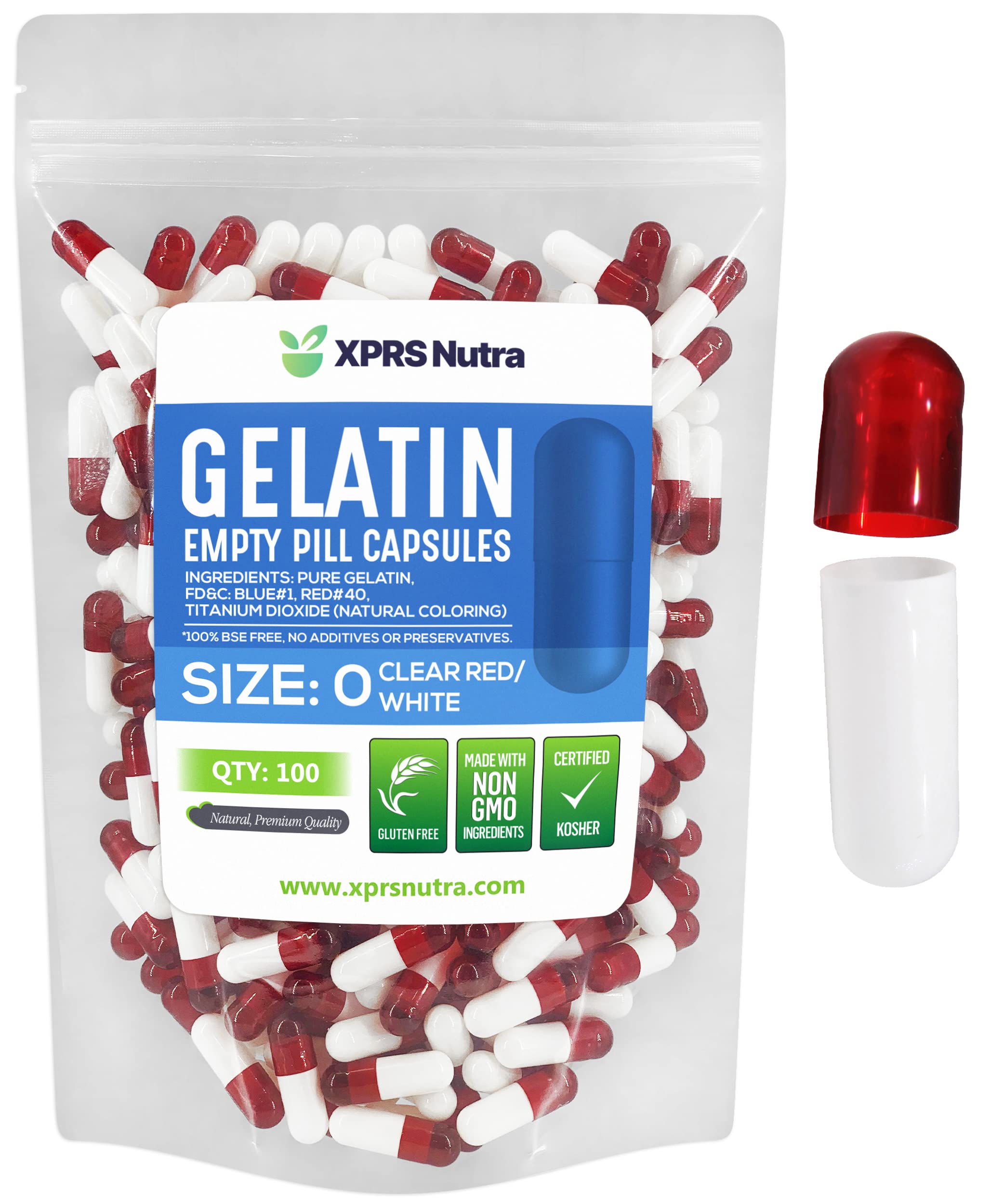 Cápsulas Vacías Xprs Nutra, Tamaño 0 - 100 Unidades, Cápsulas De Gelatina - Venta Internacional.