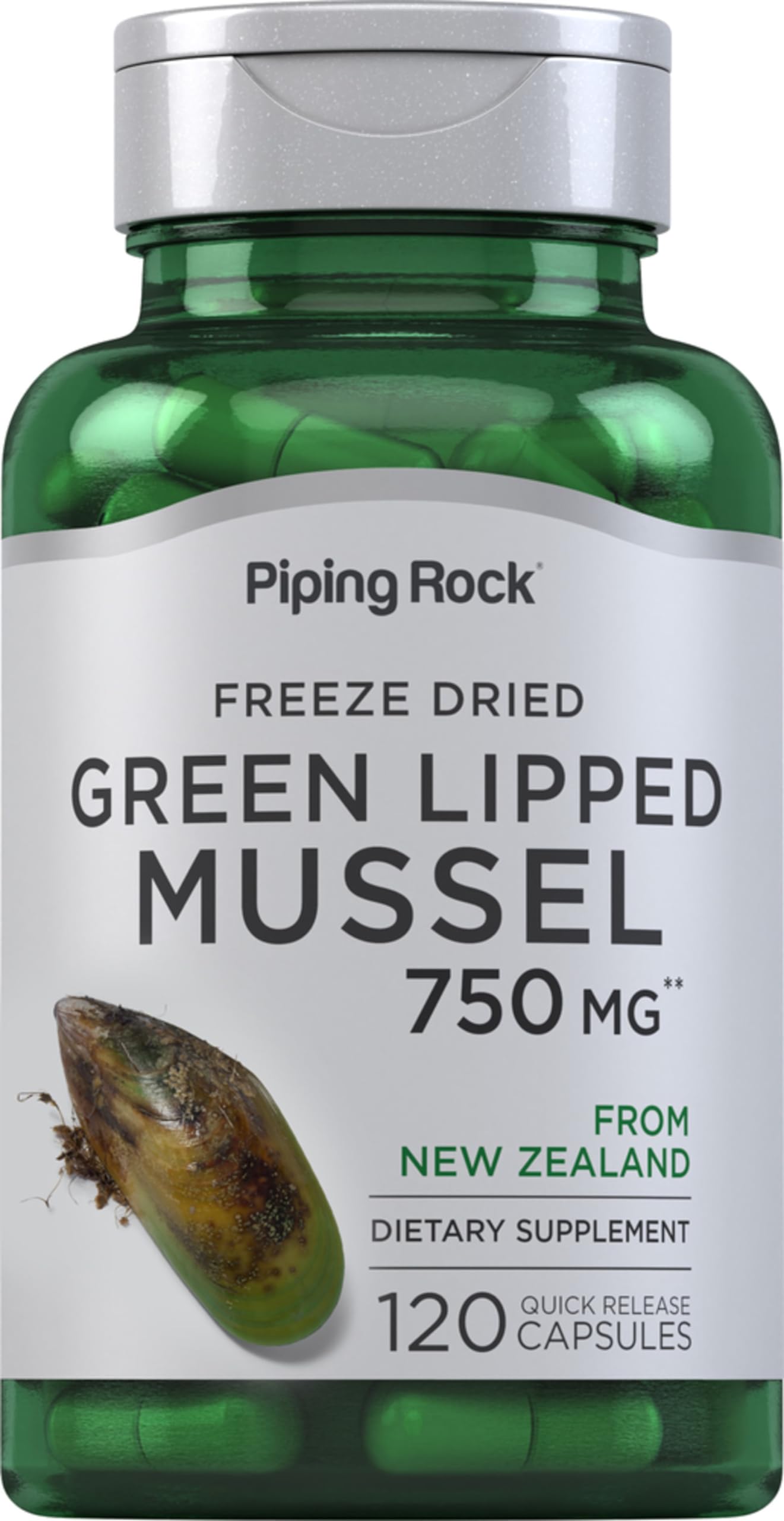 Foto 2 pulgar | Suplemento Piping Rock Green Lipped Mussel 750 Mg 120 Cápsulas - Venta Internacional.