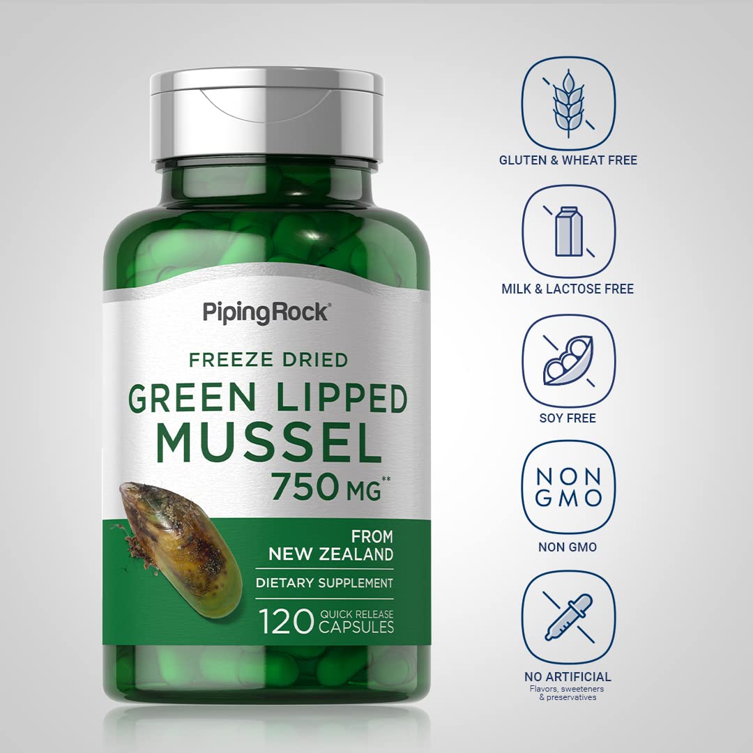 Foto 4 pulgar | Suplemento Piping Rock Green Lipped Mussel 750 Mg 120 Cápsulas - Venta Internacional.