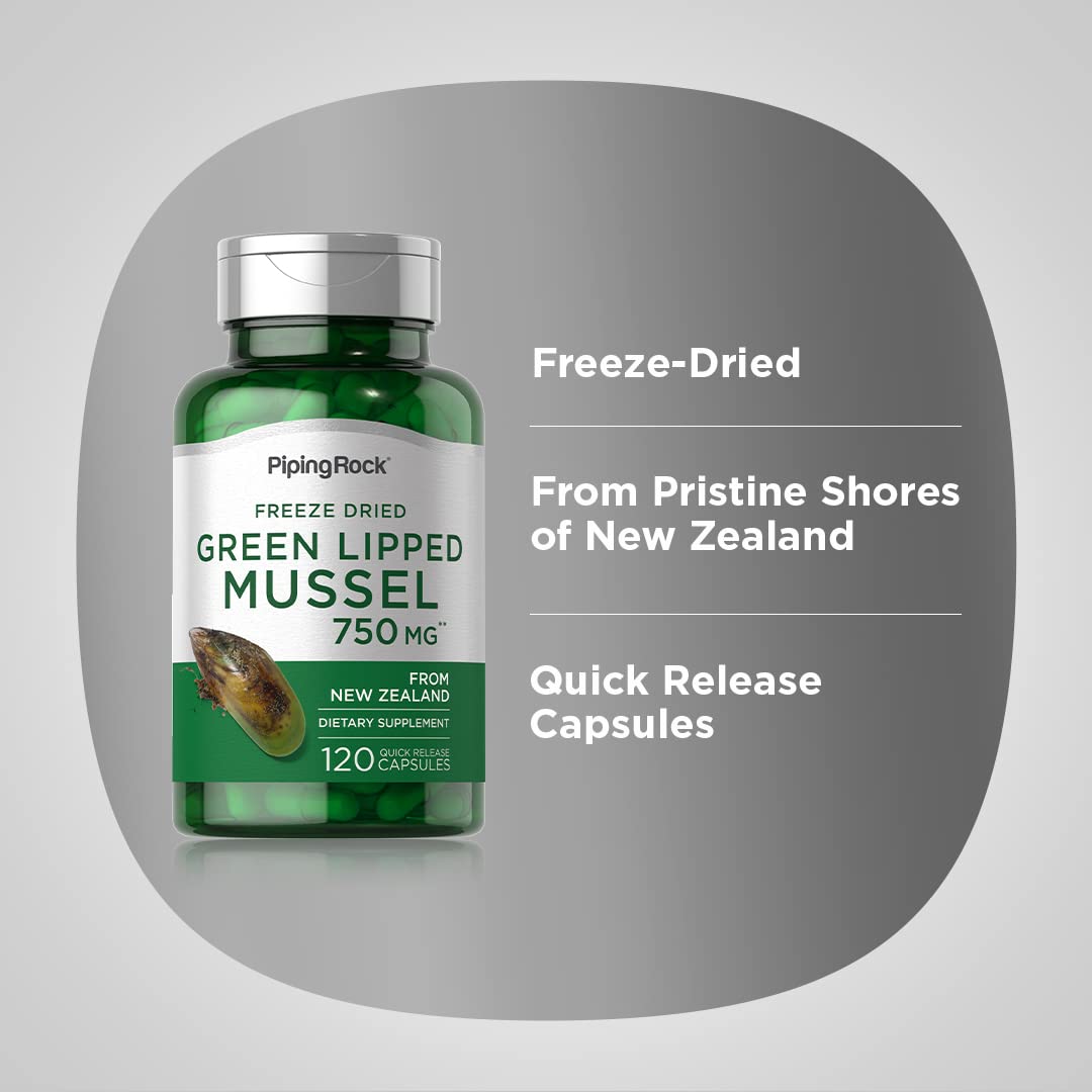 Foto 5 pulgar | Suplemento Piping Rock Green Lipped Mussel 750 Mg 120 Cápsulas - Venta Internacional.