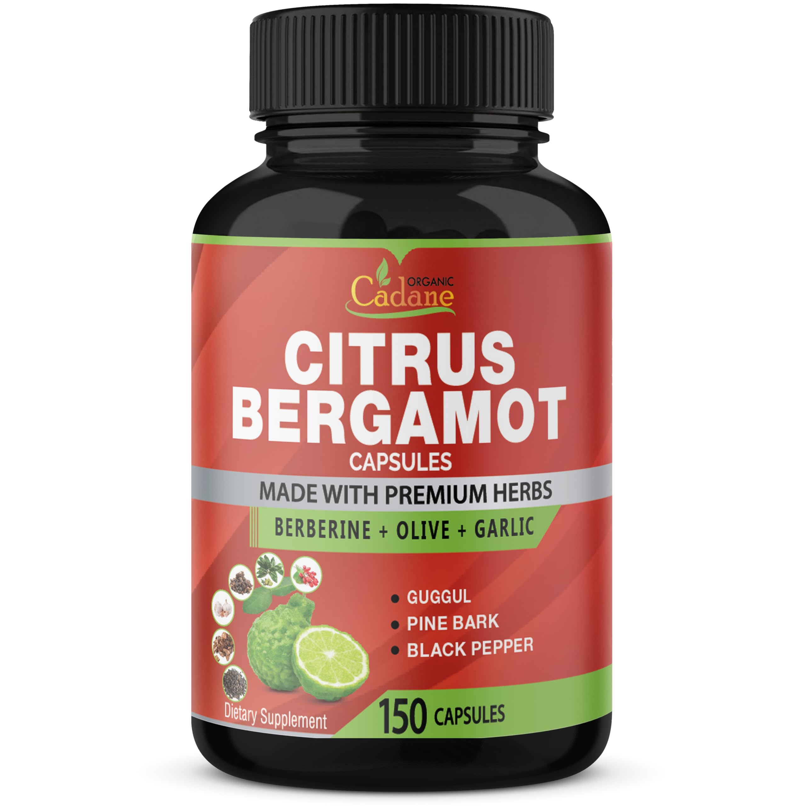 Suplemento Orgánico De Extracto De Bergamota Cítrica Cadane 150 Cápsulas - Venta Internacional.