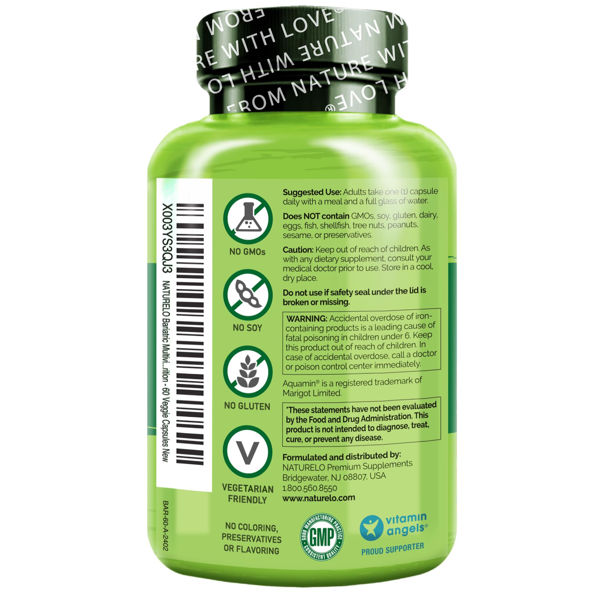 Foto 3 pulgar | Suplemento Multivitamínico Bariátrico Naturelo 60 Cápsulas Vegetarianas - Venta Internacional.