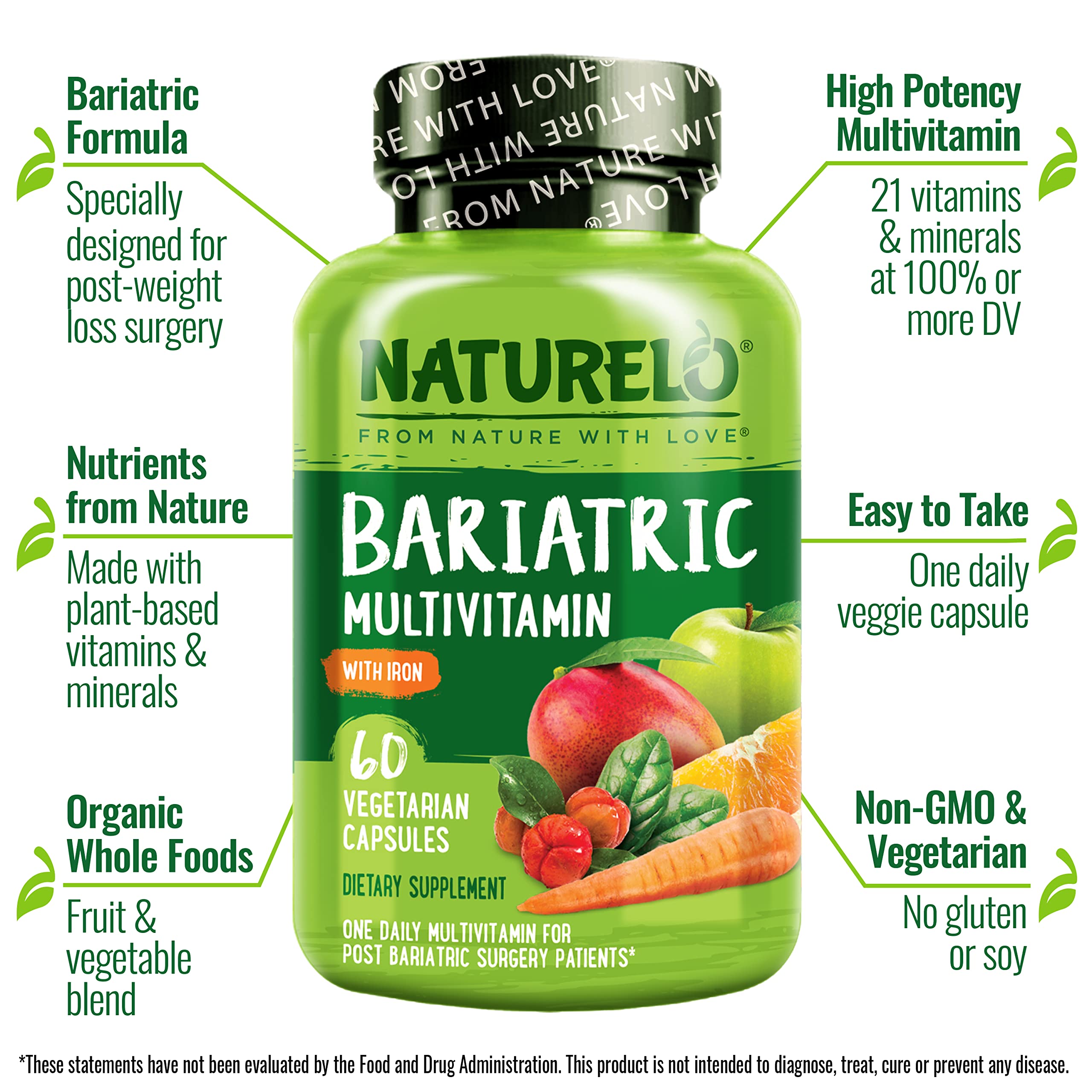 Foto 5 pulgar | Suplemento Multivitamínico Bariátrico Naturelo 60 Cápsulas Vegetarianas - Venta Internacional.