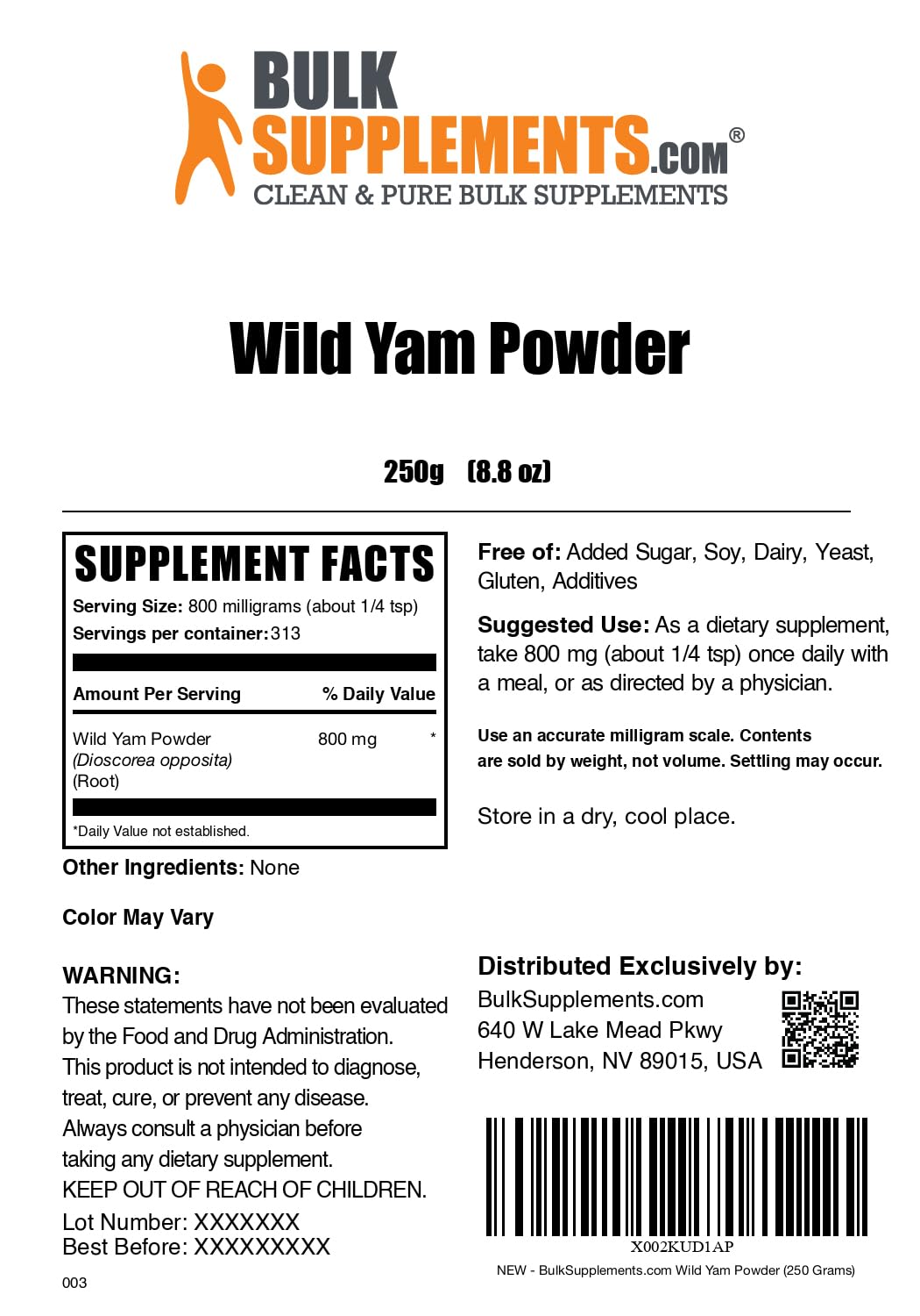 Foto 7 pulgar | Suplemento Bulksupplements.com Ñame Silvestre En Polvo 250 G - Venta Internacional.