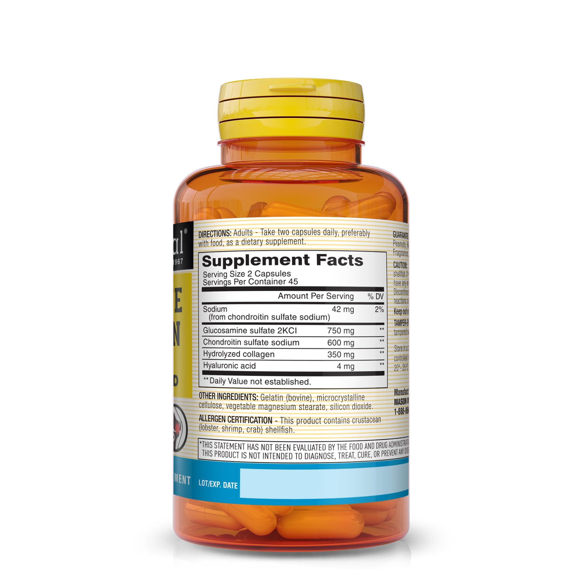 Foto 3 pulgar | Suplemento Mason Natural, Glucosamina Y Condroitina, 90 Comprimidos - Venta Internacional.