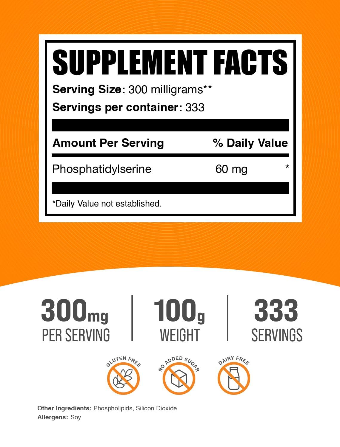 Foto 3 pulgar | Suplemento De Fosfatidilserina Bulksupplements 100 G En Polvo - Venta Internacional.