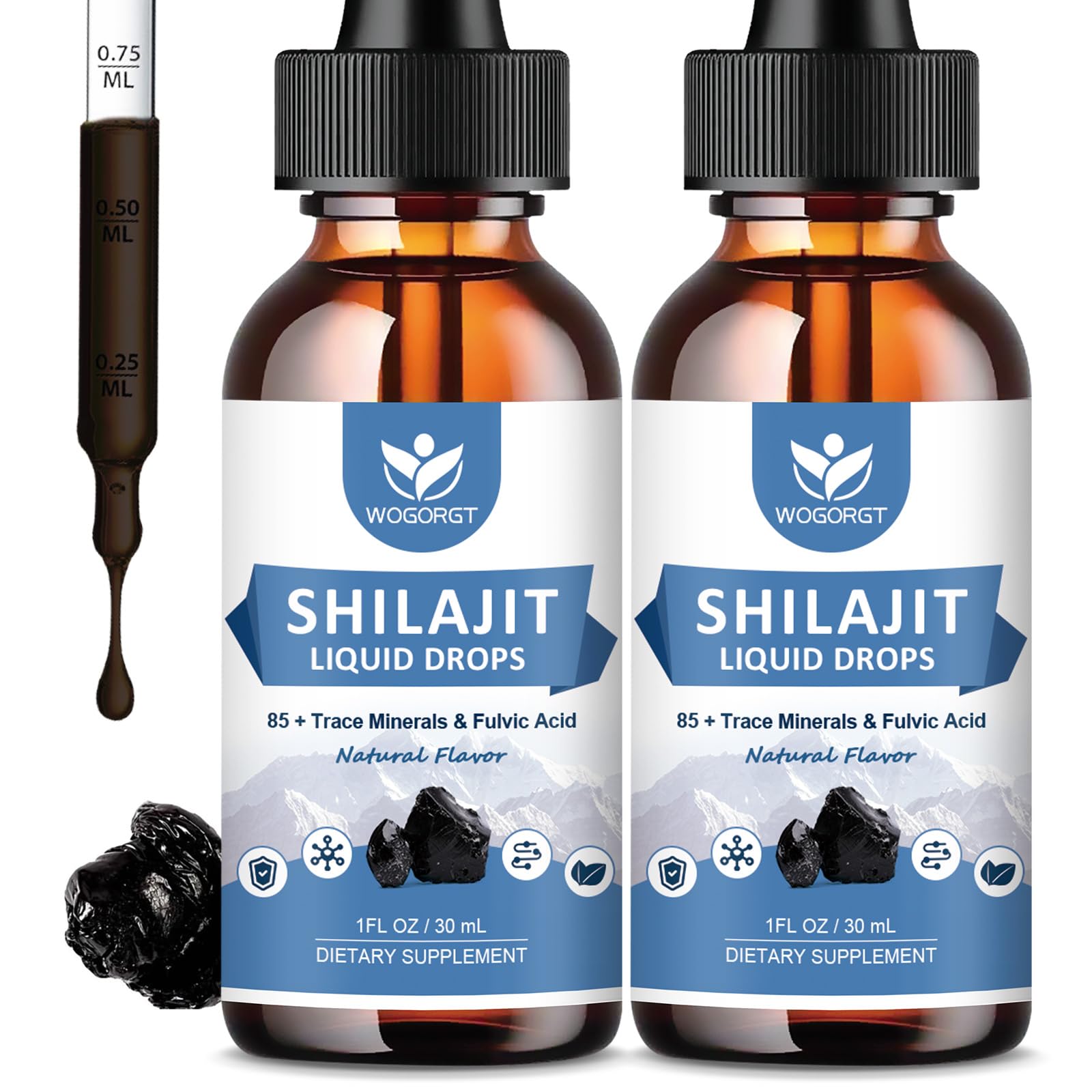 Foto 2 pulgar | Suplemento Líquido Wogorgt Pure Shilajit Del Himalaya, 30 Ml (paquete De 2) - Venta Internacional.
