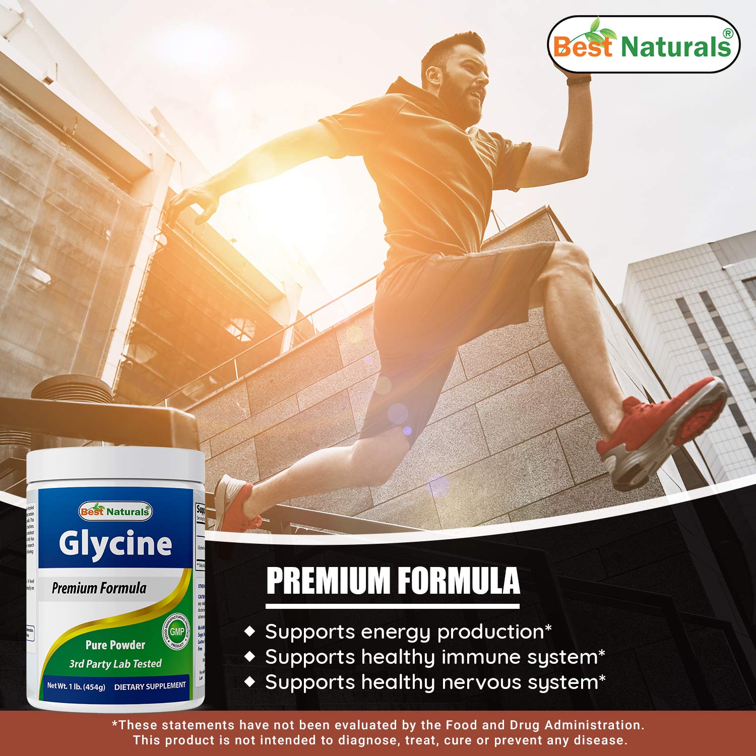 Foto 5 pulgar | Neurotransmisor De Glicina En Polvo Supplement Best Naturals, 454 G - Venta Internacional.