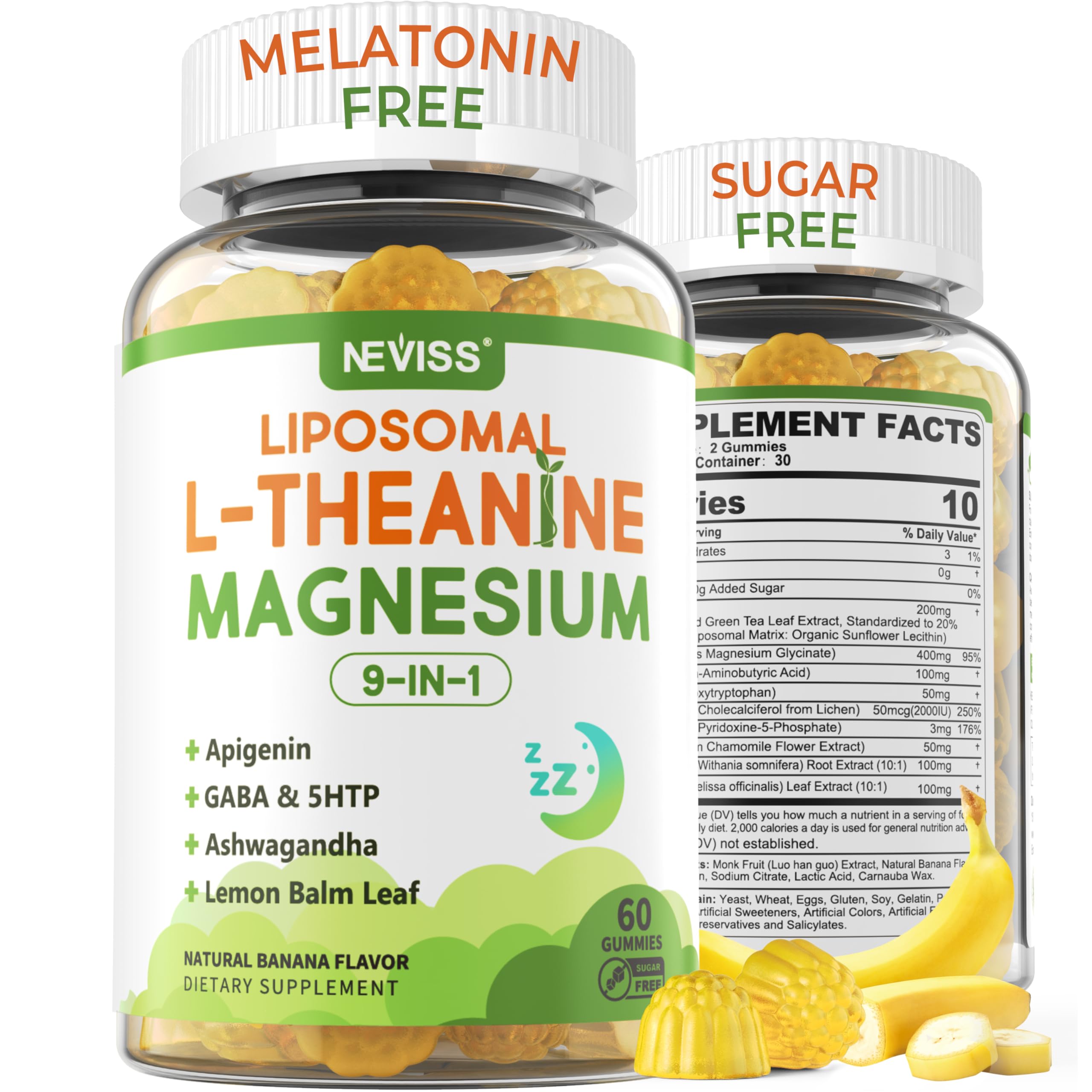 Foto 1 | Gominolas Para Dormir Neviss L-teanina Liposomal 200 Mg Glicinato De Magnesio 400 Mg - Venta Internacional.