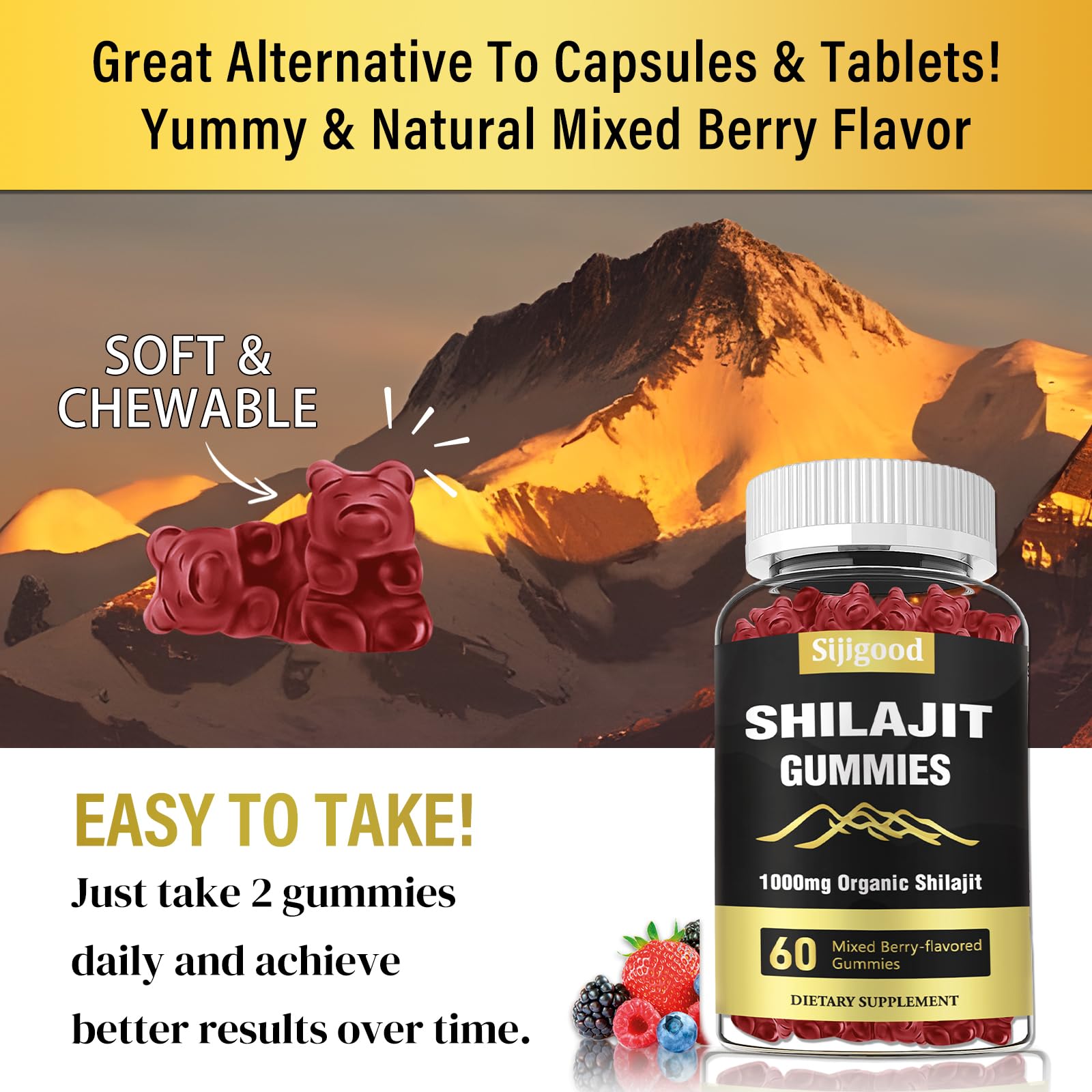 Foto 6 pulgar | Suplemento Sijigood Shilajit Gummies 120 Con Sabor A Bayas Mixtas - Venta Internacional.