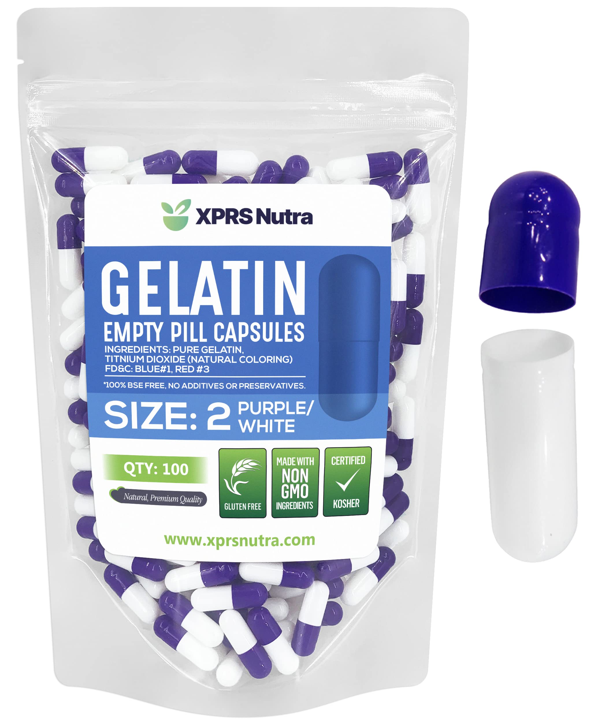 Foto 2 pulgar | Cápsulas Vacías Xprs Nutra, Tamaño 2, 100 Unidades, Gelatina Morada - Venta Internacional.
