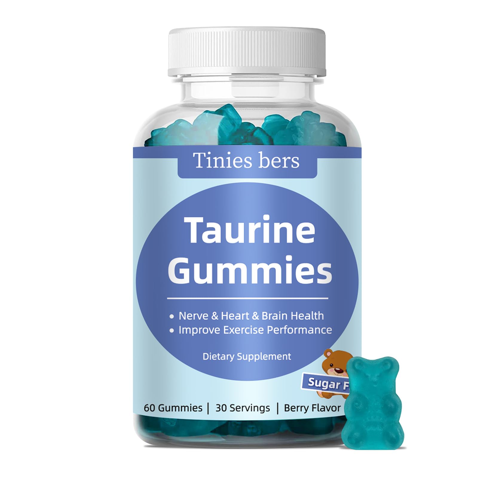 Foto 2 pulgar | Gomitas De Taurina Supplement Tinies Bers, 1000 Mg, Sin Azúcar, 60 G - Venta Internacional.