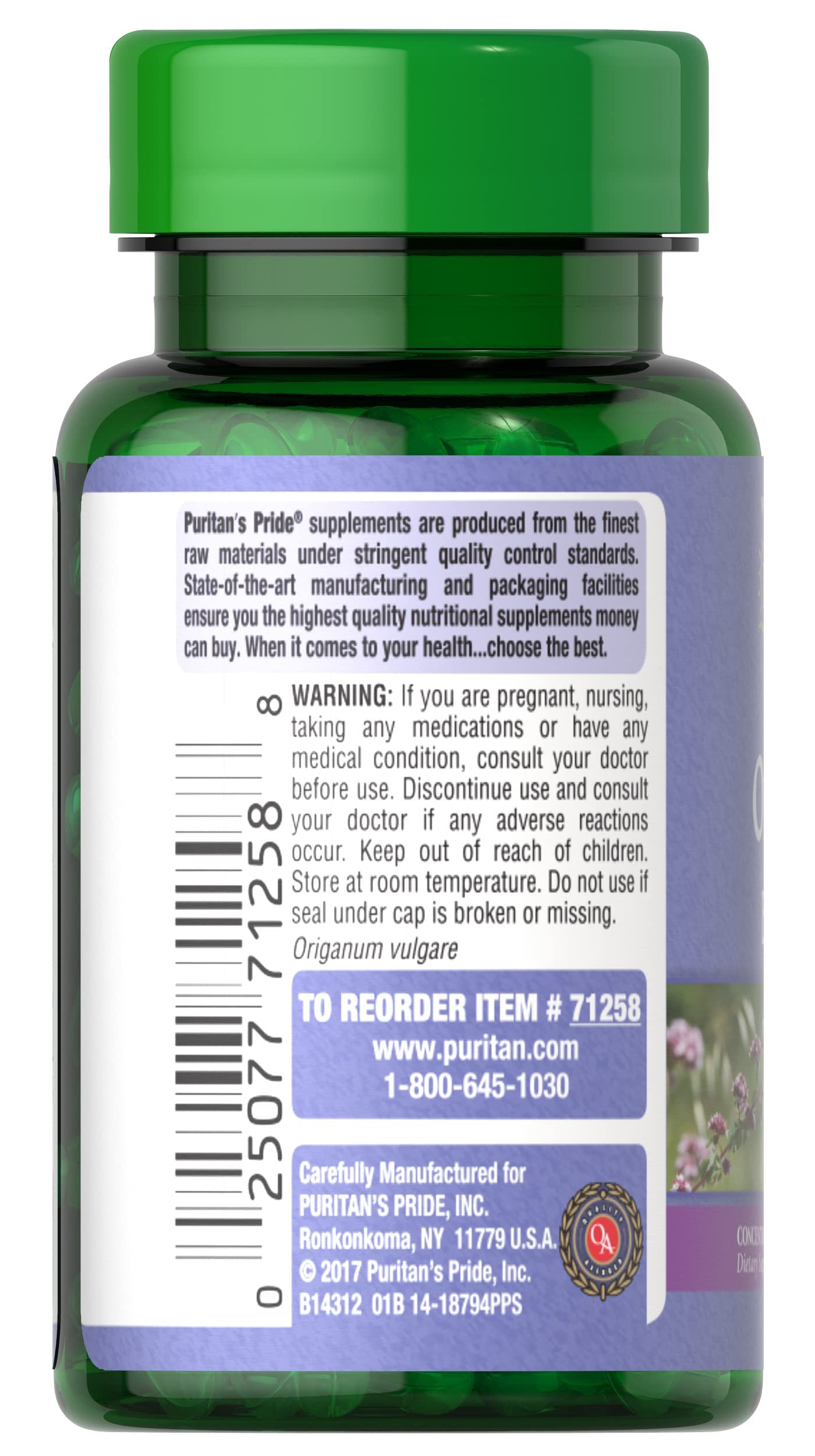Foto 2 | Suplemento De Extracto De Aceite De Orégano Puritan's Pride, 150 Mg, 360 Cápsulas - Venta Internacional.