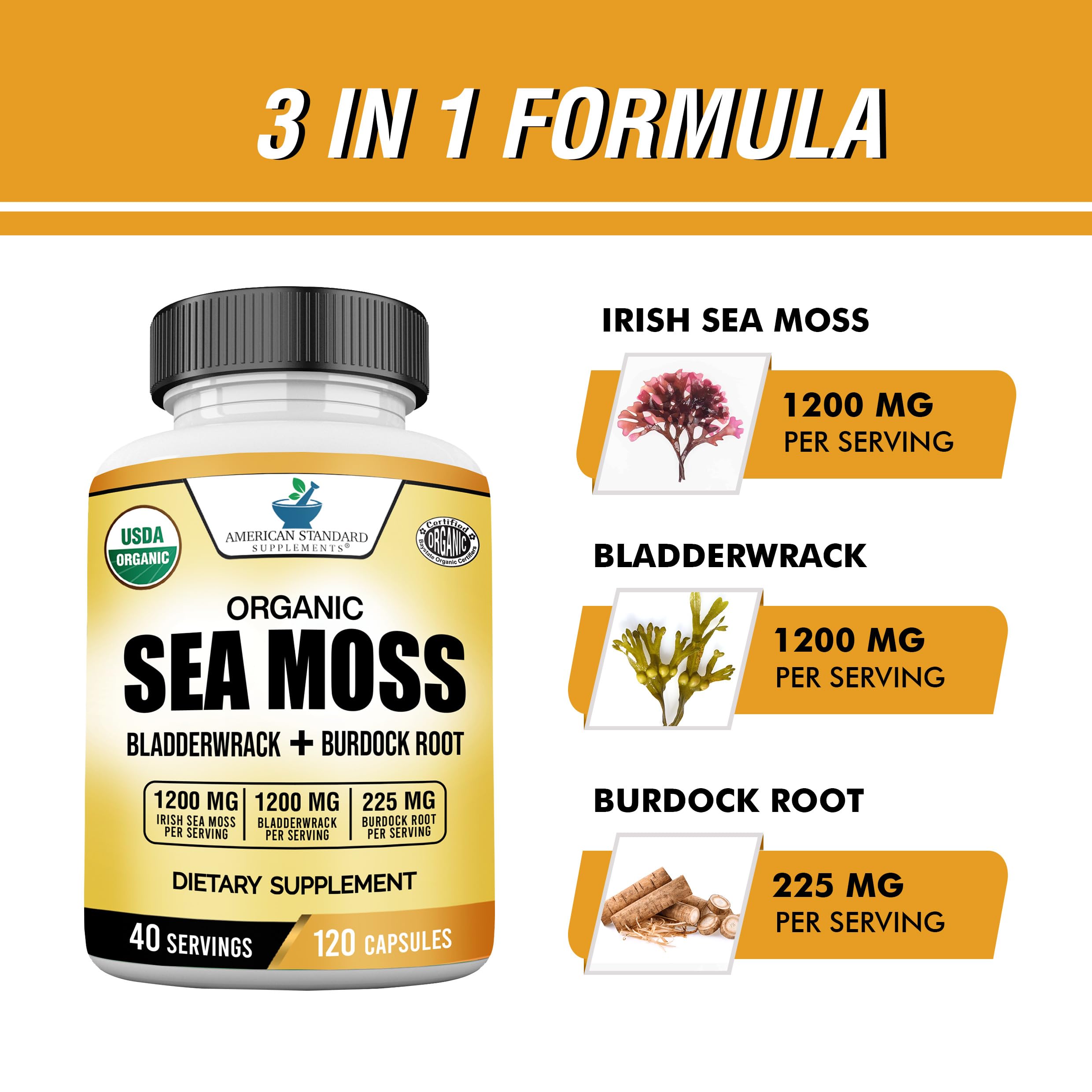 Foto 5 pulgar | Suplemento American Standard Sea Moss 120 Cápsulas - Venta Internacional.