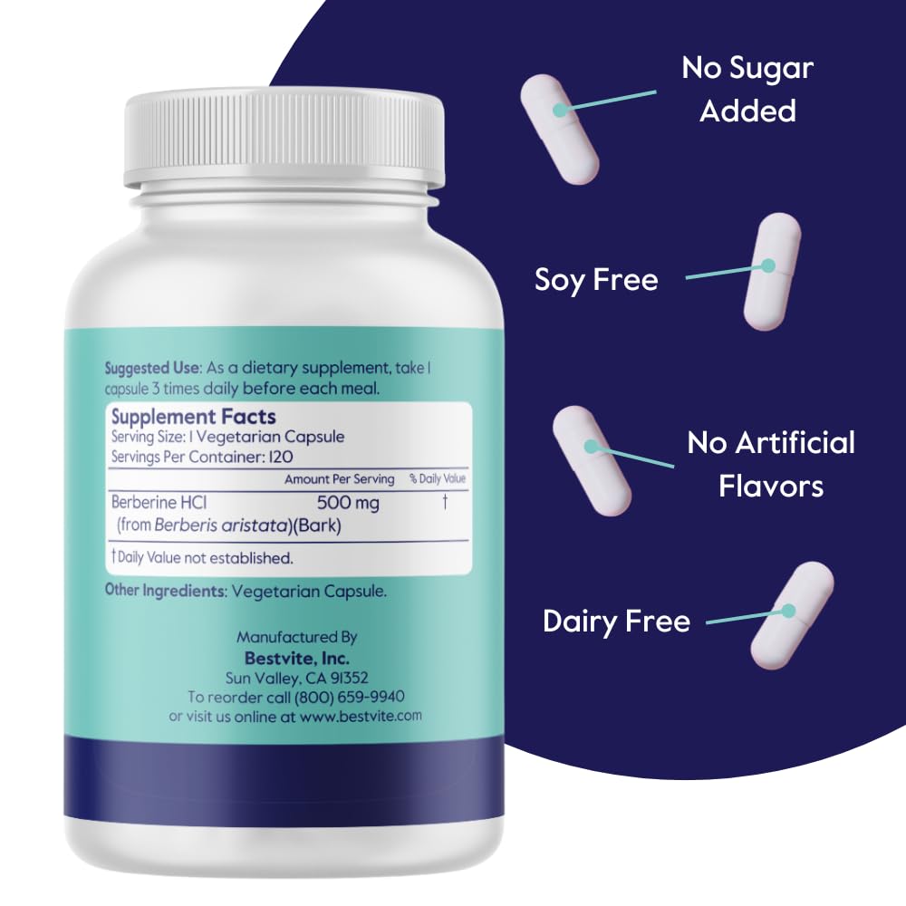 Foto 2 | Suplemento Bestvite Berberine 500 Mg 120 Cápsulas Veganas - Venta Internacional.