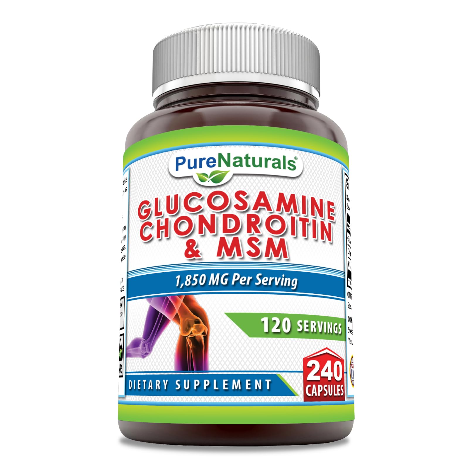 Foto 2 pulgar | Suplemento De Glucosamina Condroitina + Msm 1850 Mg De Pure Naturals - Venta Internacional.