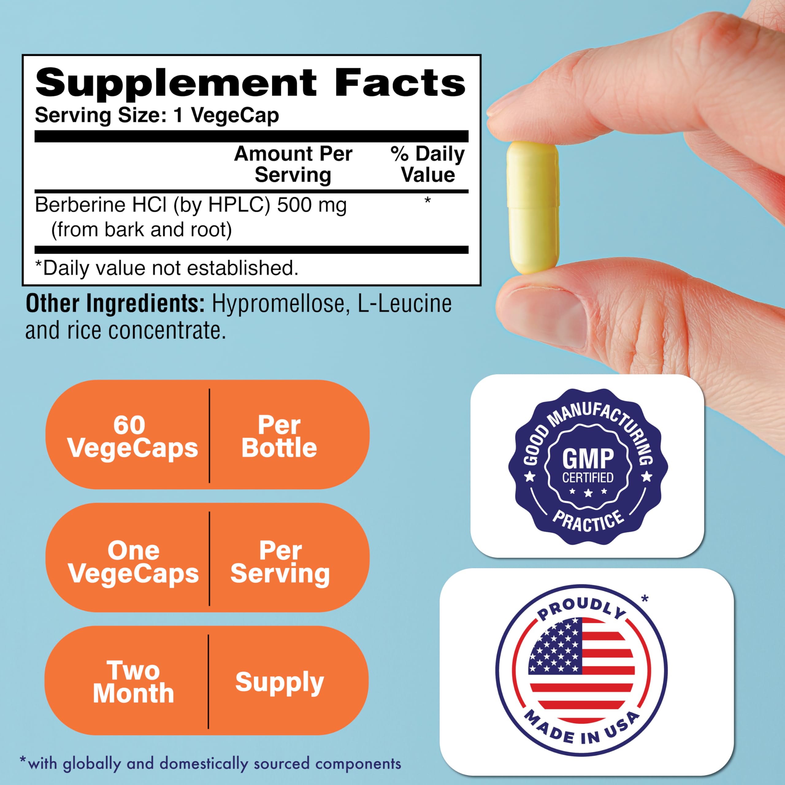 Foto 3 pulgar | Suplemento Health Thru Nutrition Berberina Hcl 500 Mg 60 Porciones - Venta Internacional.