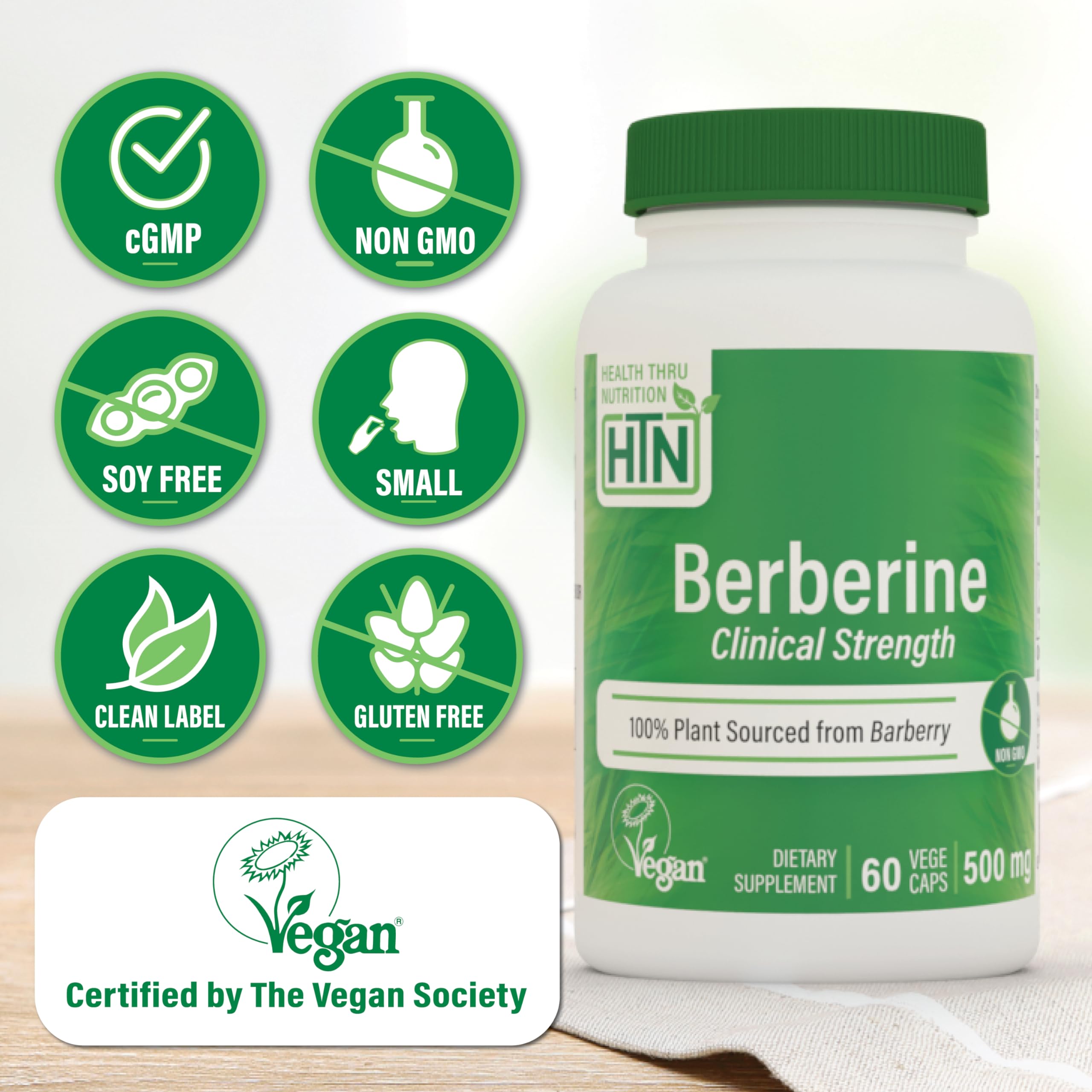 Foto 4 pulgar | Suplemento Health Thru Nutrition Berberina Hcl 500 Mg 60 Porciones - Venta Internacional.