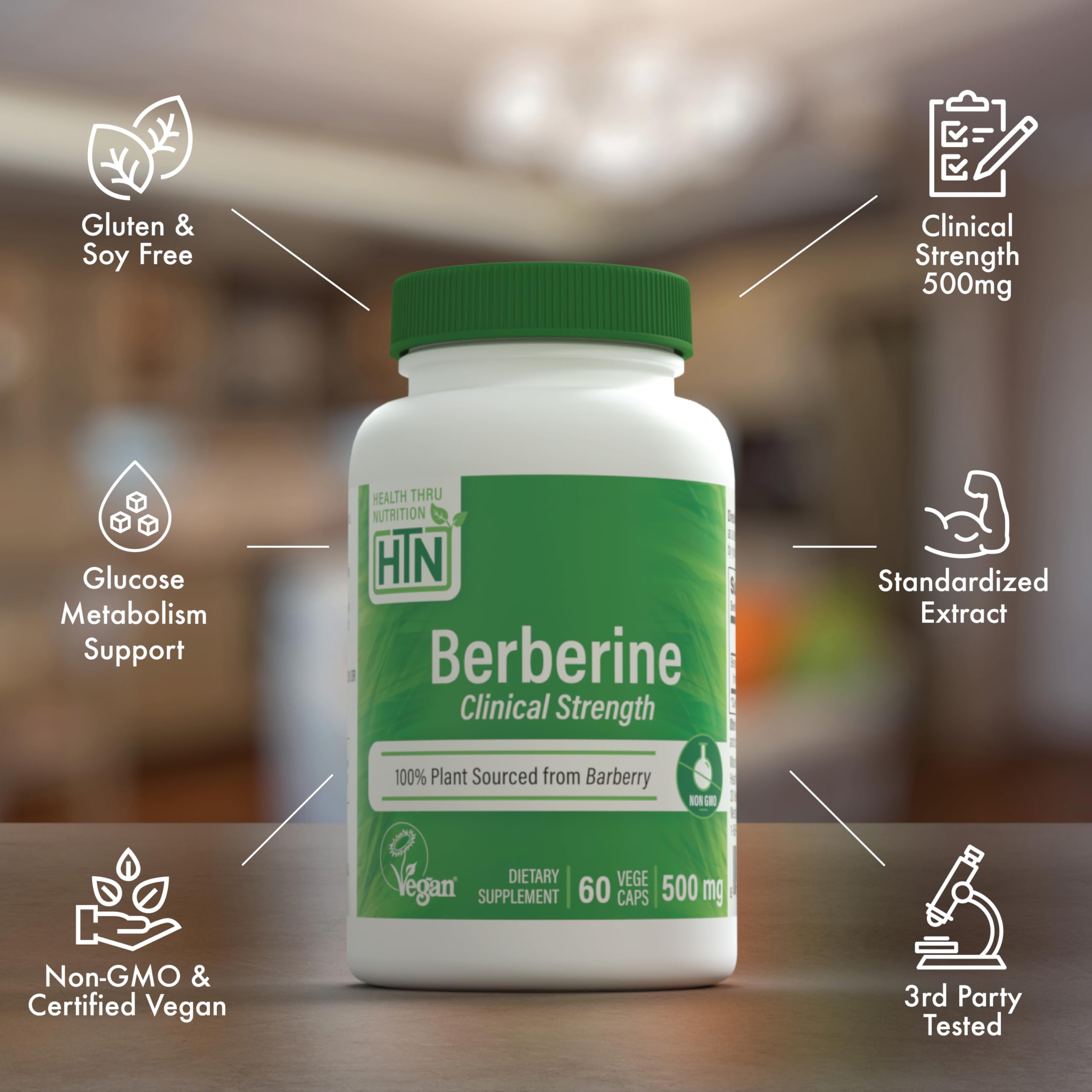 Foto 5 pulgar | Suplemento Health Thru Nutrition Berberina Hcl 500 Mg 60 Porciones - Venta Internacional.
